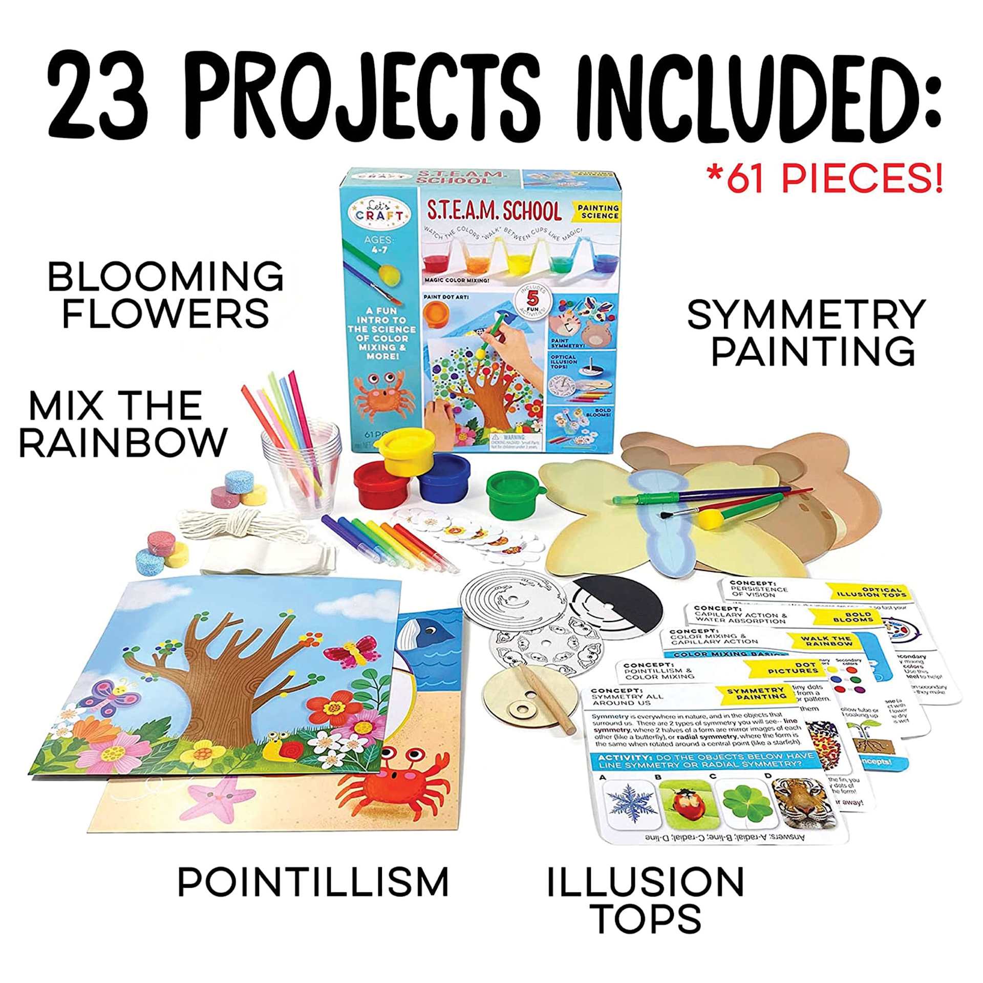 Let's Craft S.T.E.A.M. School Painting Science Set (kit contents overview)