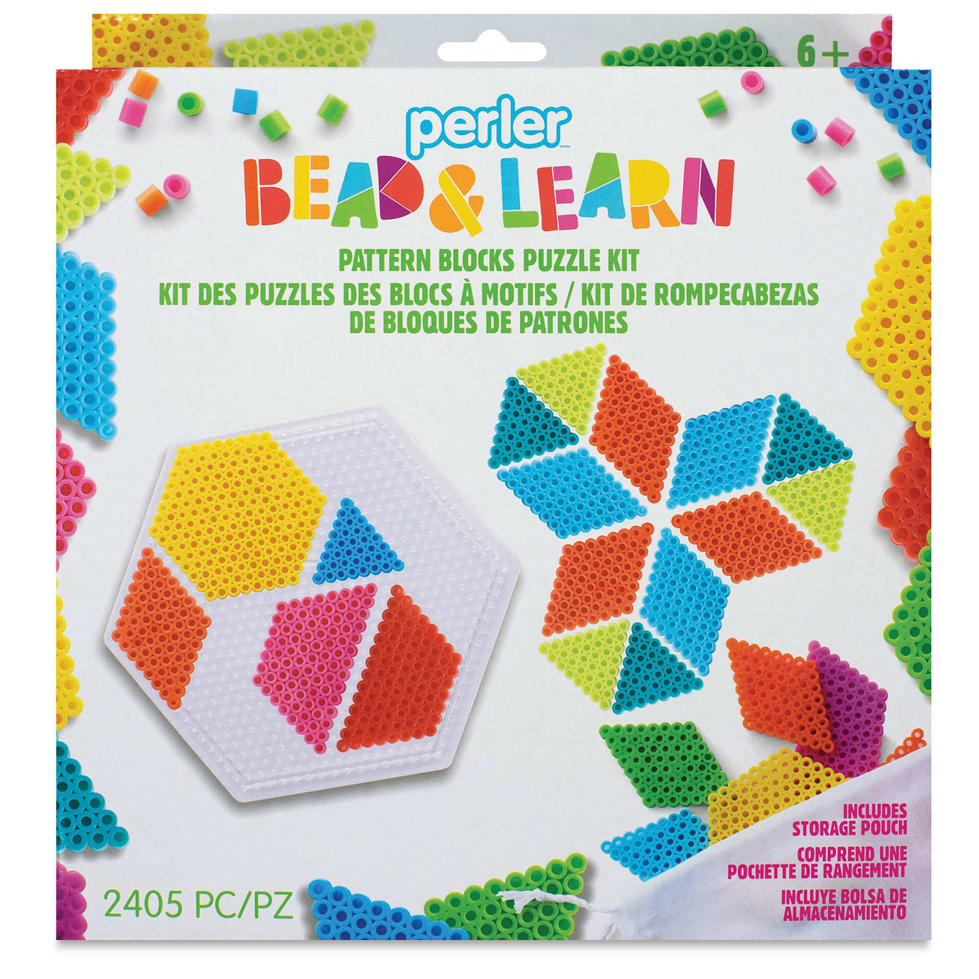Perler Fused Bead and Learn Pattern Blocks Kit, front of the packaging