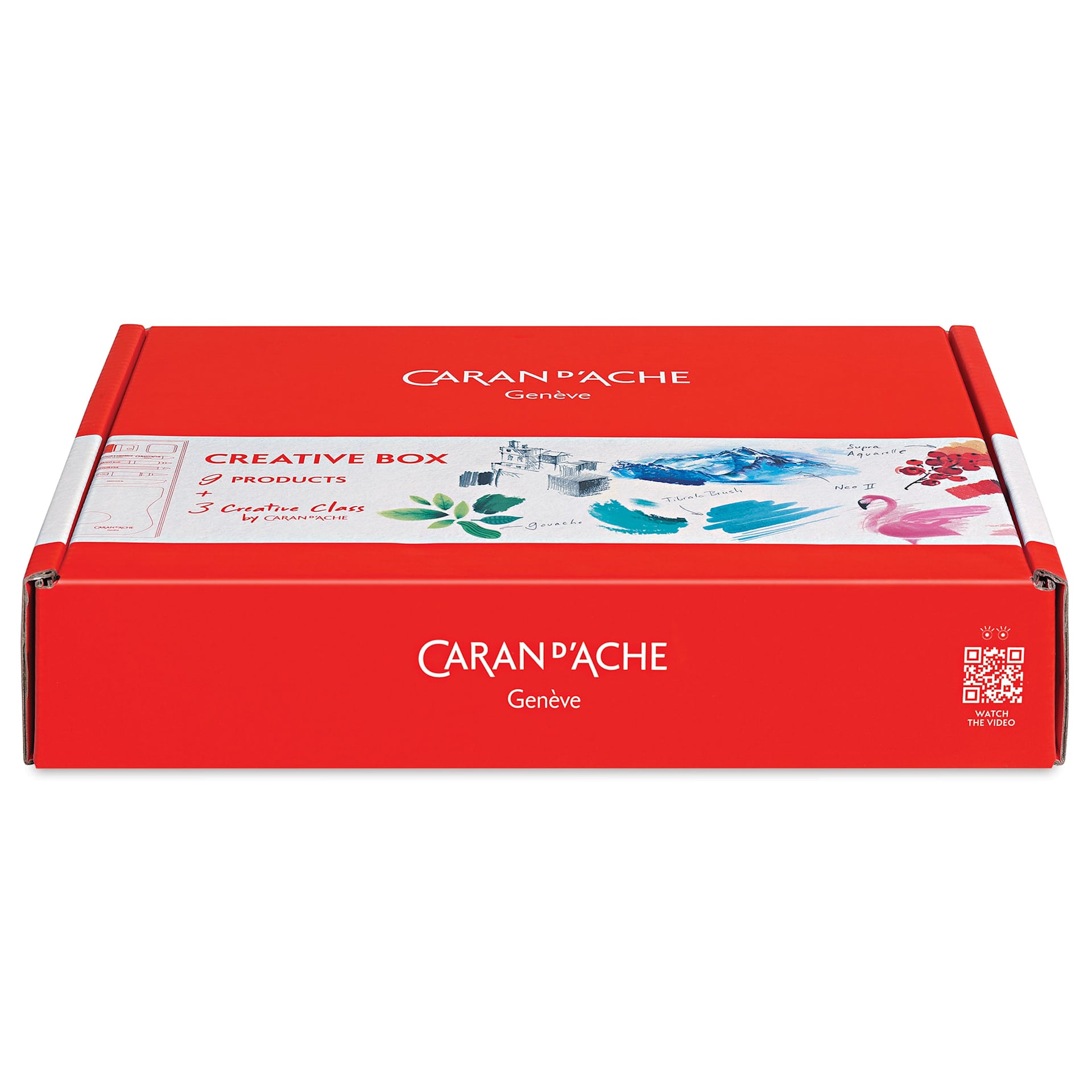 Caran d'Ache Creative Box Set, closed cardboard box laid flat