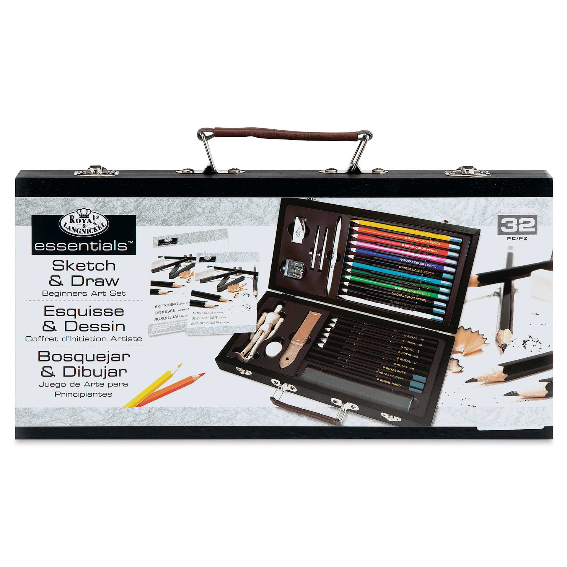 Royal & Langnickel Essentials Sketch & Draw Beginners Art Set, front of the packaging Royal & Langnickel Essentials Sketch & Draw Beginners Art Set, front of the packaging