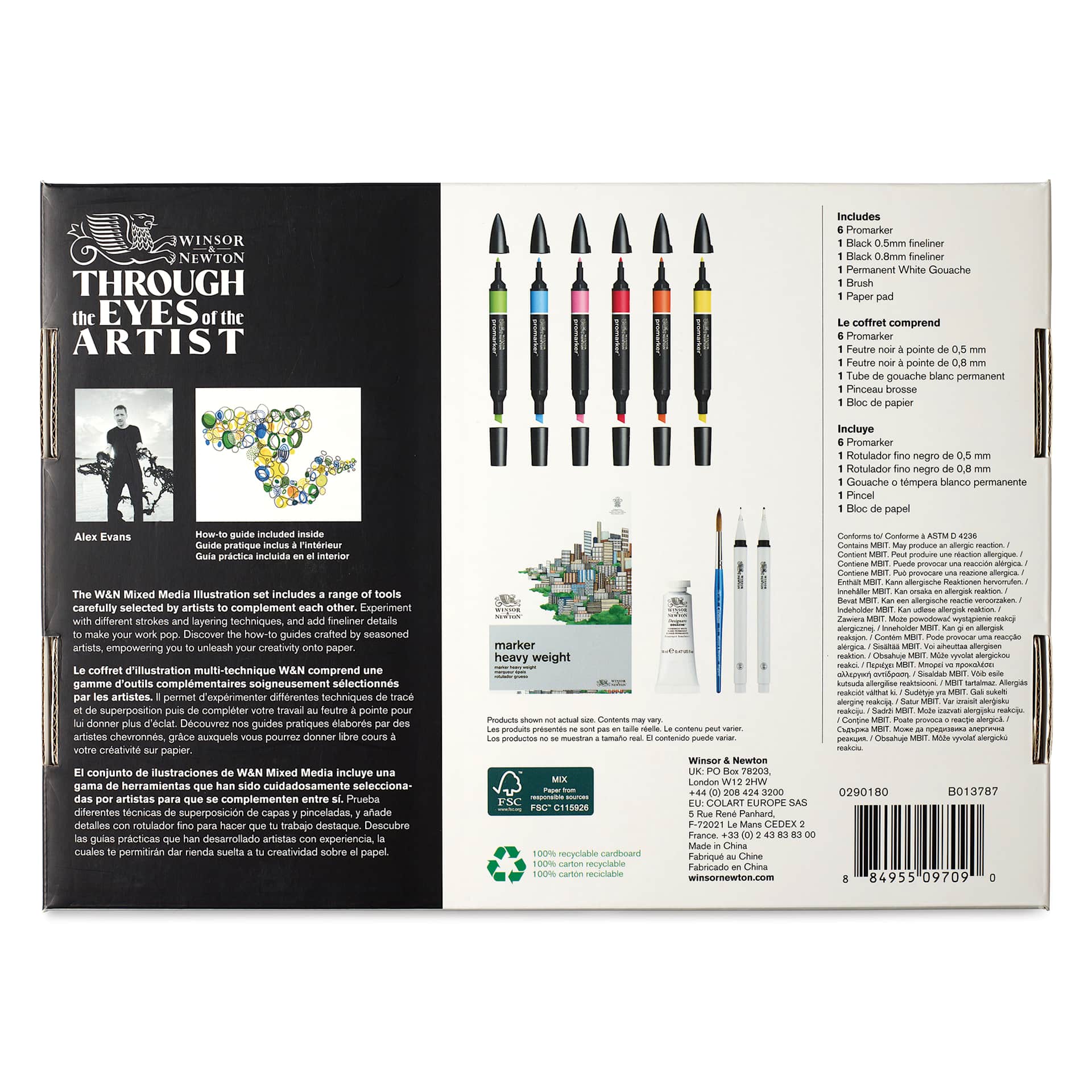 Winsor & Newton Illustration Mixed Media Set back of package