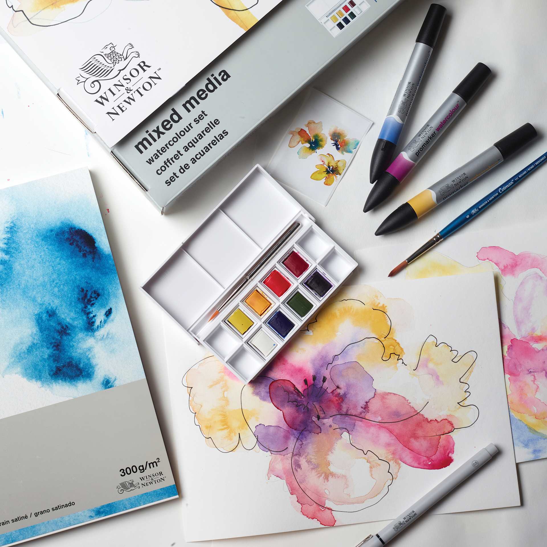 Winsor & Newton Mixed Media Watercolor Set being used to create artwork