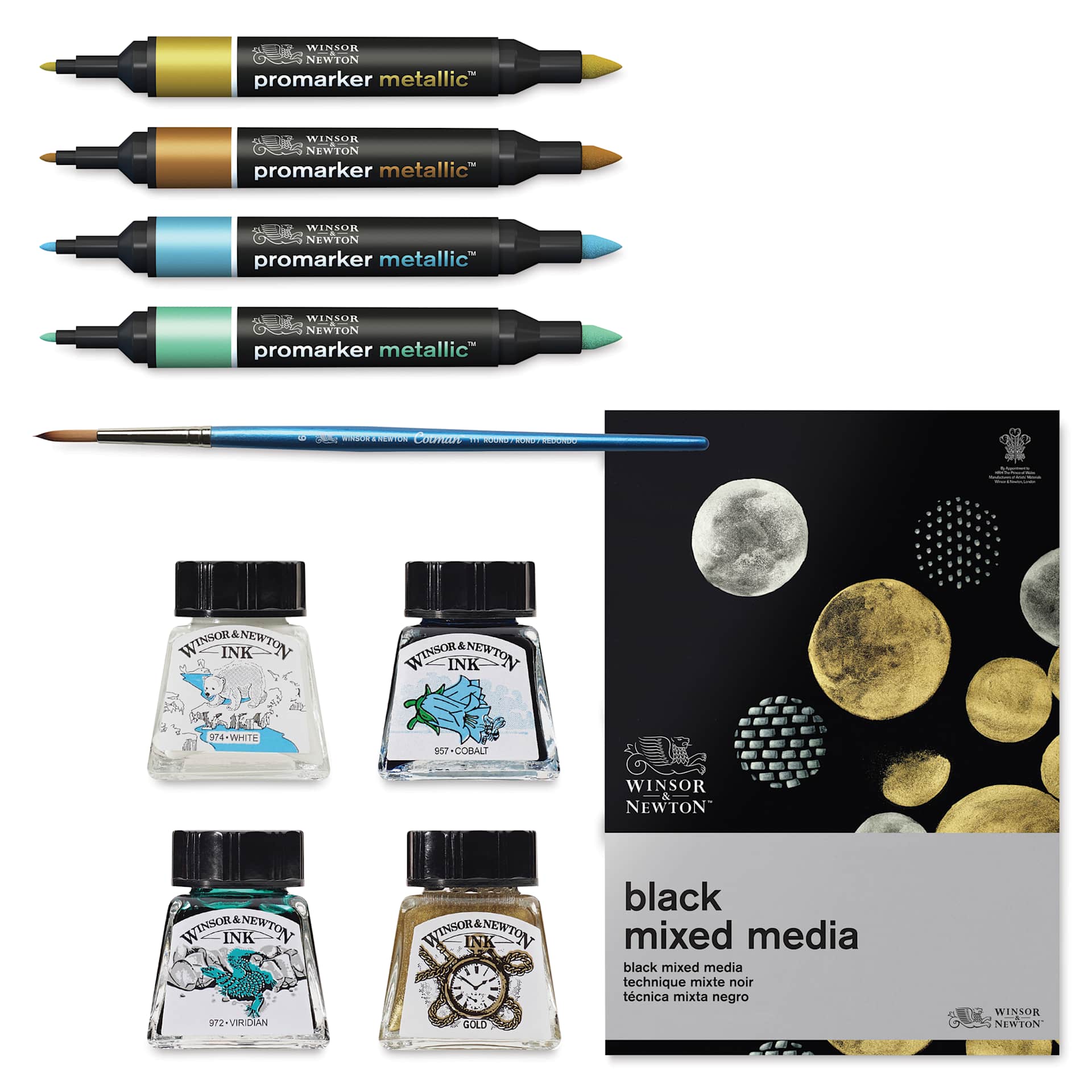 Winsor & Newton Metallic Mixed Media Set contents Winsor & Newton Metallic Mixed Media Set contents