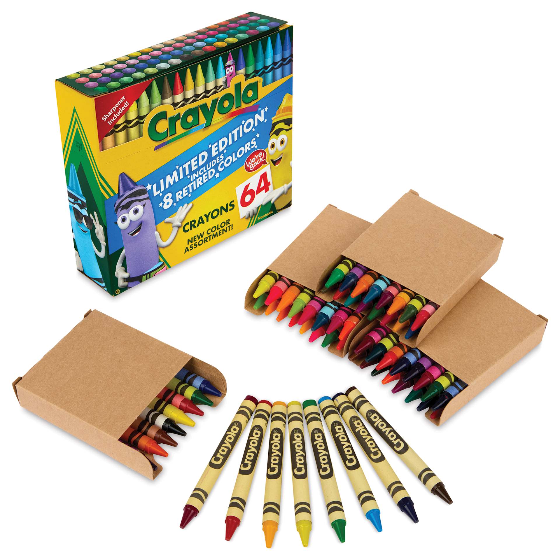 Crayola Limited Edition Crayons - Set of 64 with 8 Retired Colors, contents