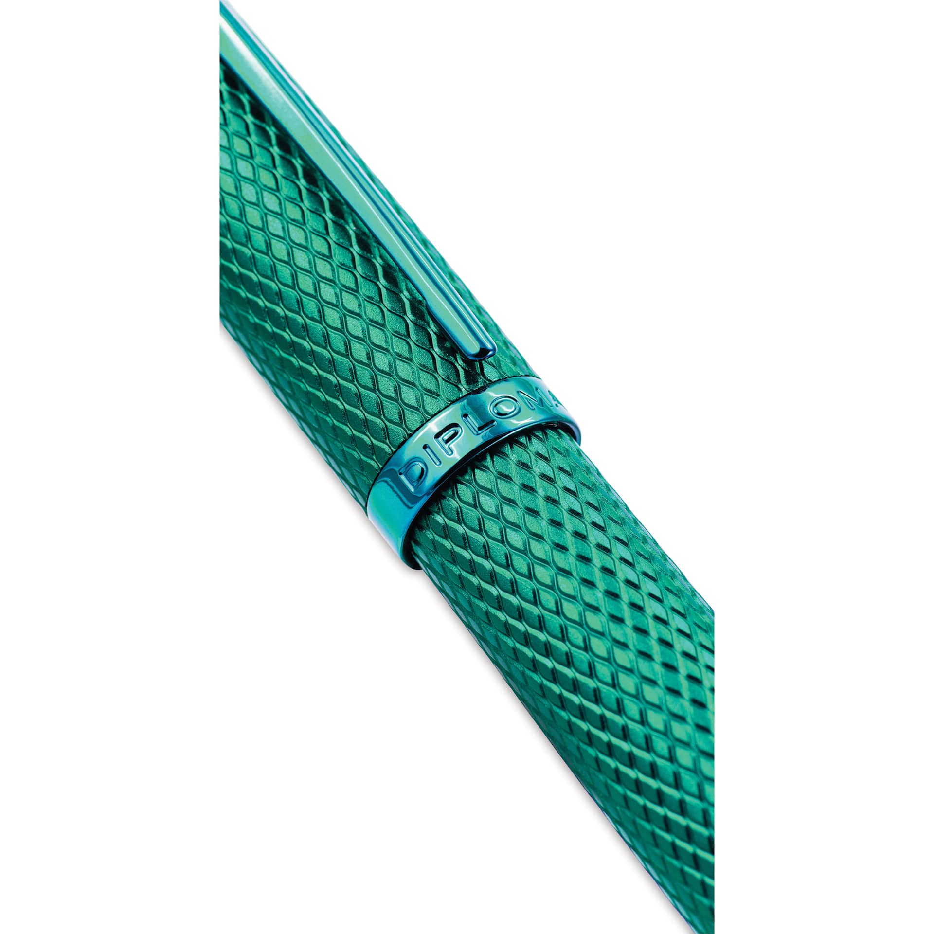 Diplomat Viper Fountain Pen - Green Guilloche, close up