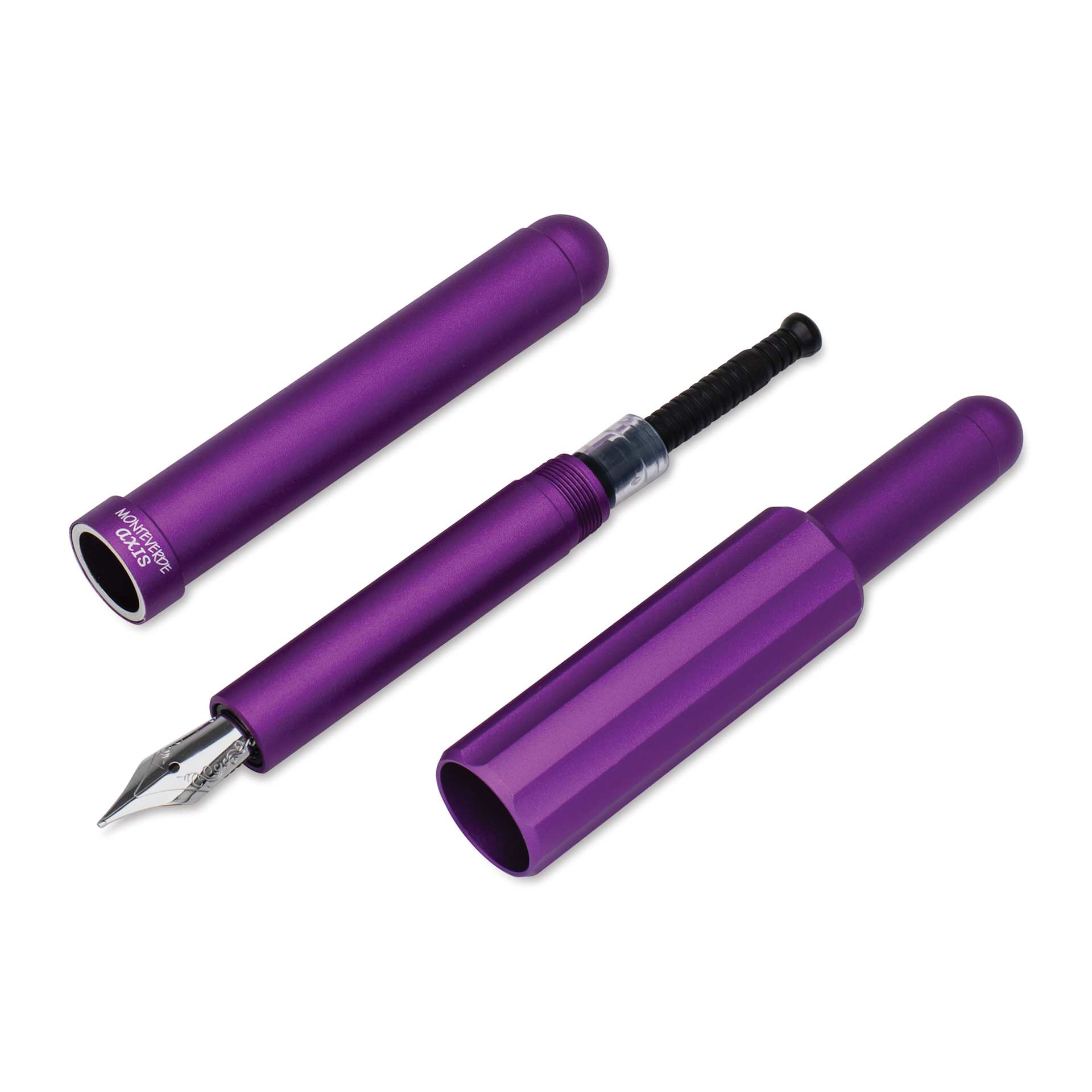 Monteverde Axis Fountain Pen - Matte Purple, Extra Fine, separated (image may show a different size nib)