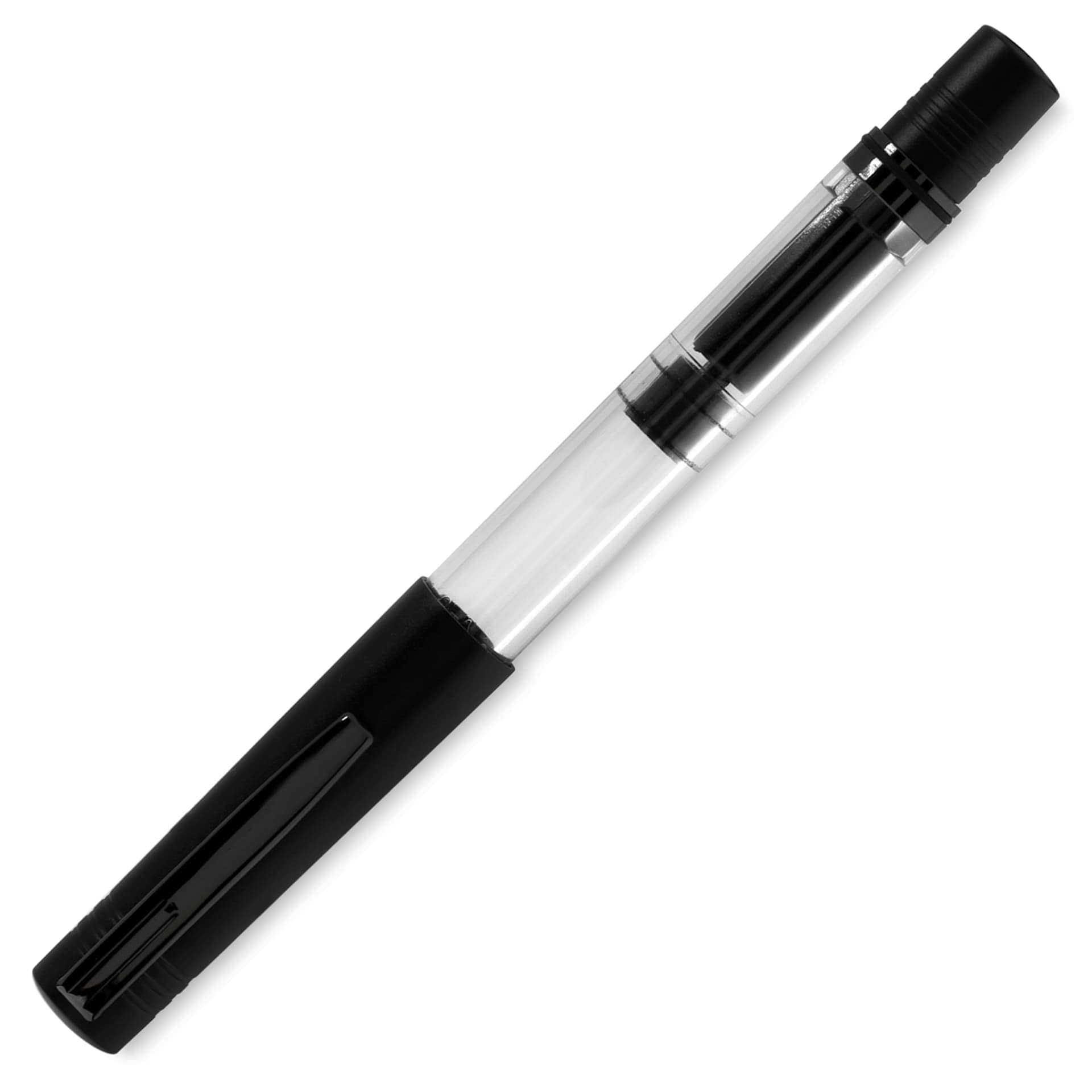 Monteverde MP1 Fountain Pen - Black Noir, Extra Fine Nib, cap on