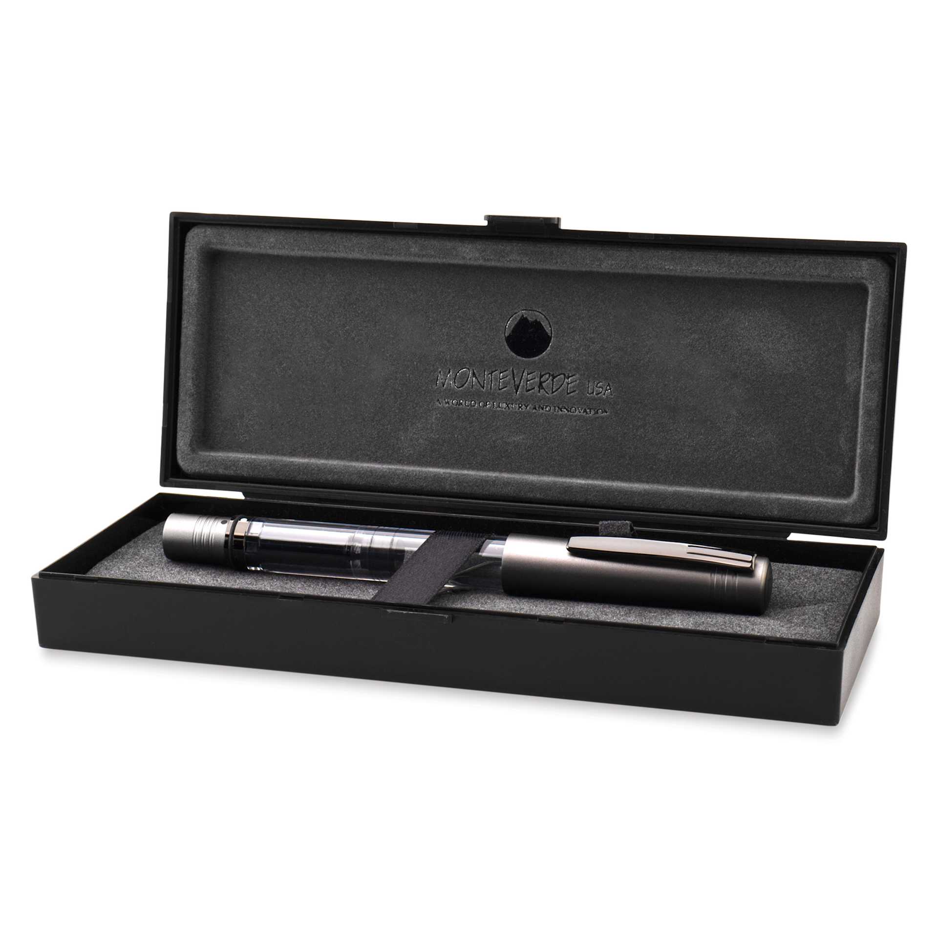 Monteverde MP1 Fountain Pen - Coal Grey, Extra Fine Nib, in packaging