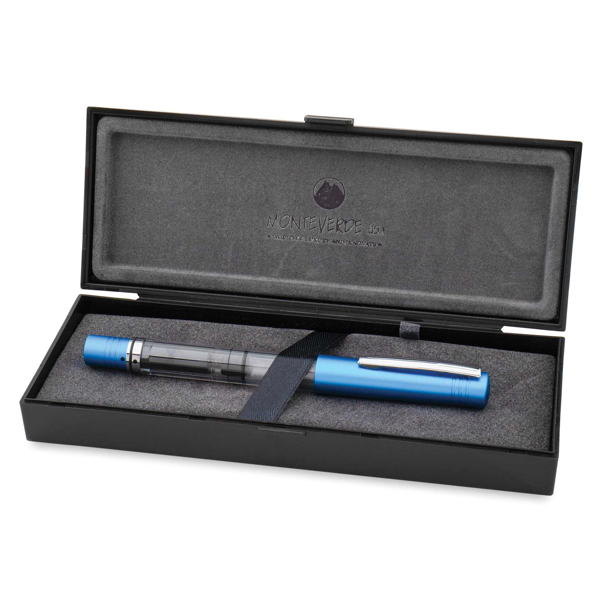 Monteverde MP1 Fountain Pen - Bright Blue, Medium Nib, in packaging