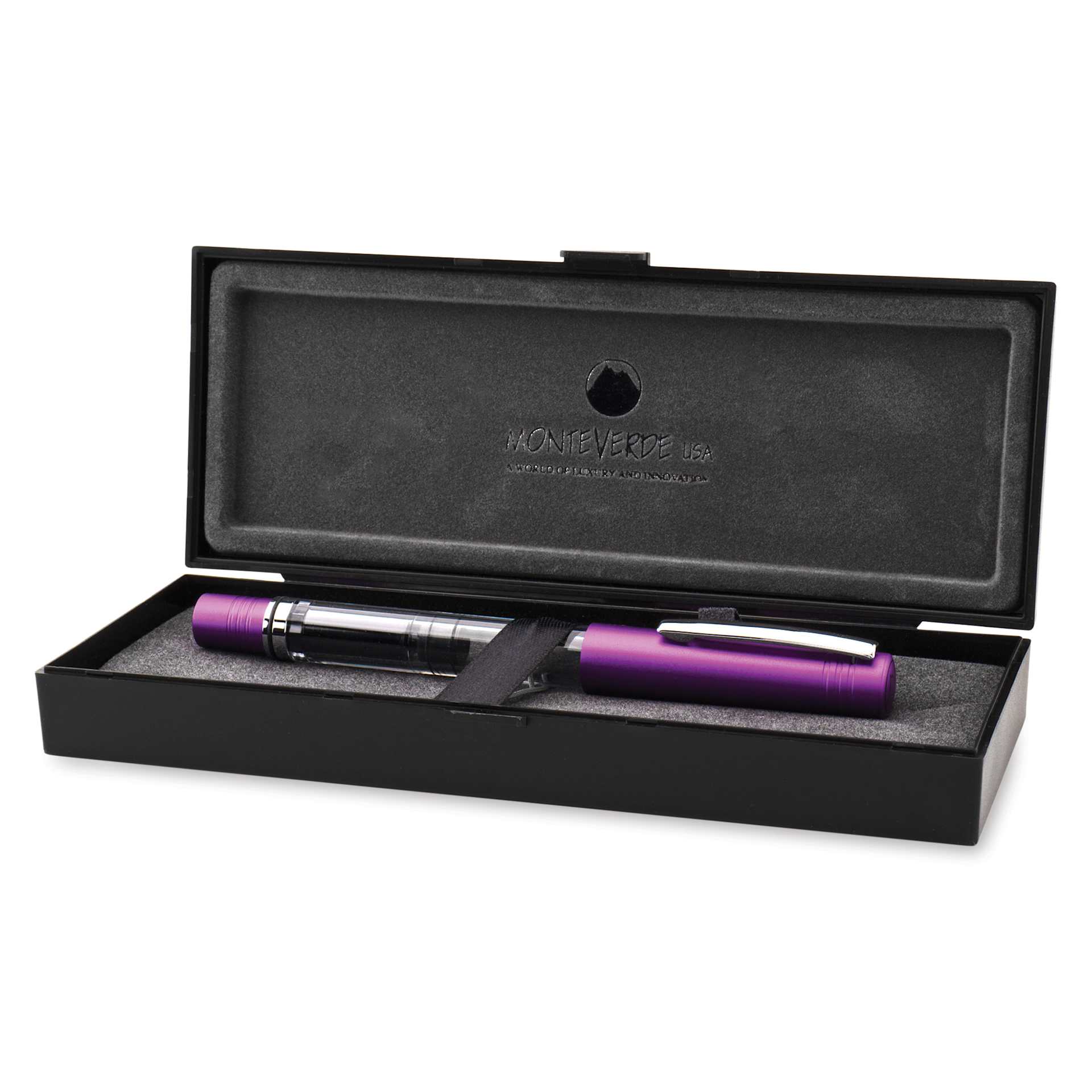 Monteverde MP1 Fountain Pen - Purple Frost, Extra Fine Nib, in packaging