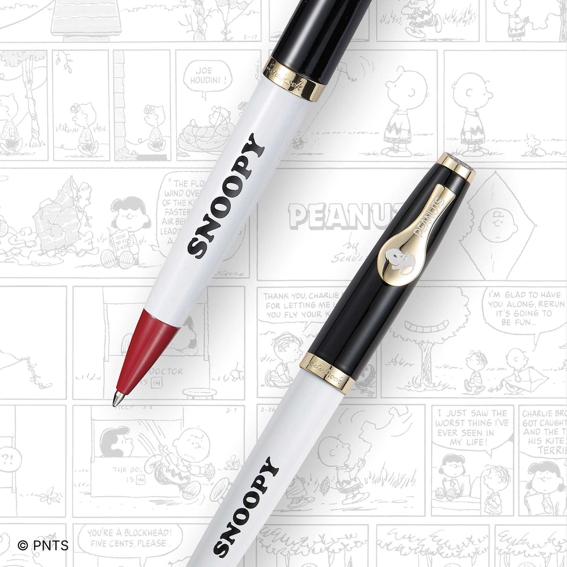 Esterbrook Peanuts 75th Anniversary Ballpoint Pen - Snoopy pen over comic background
