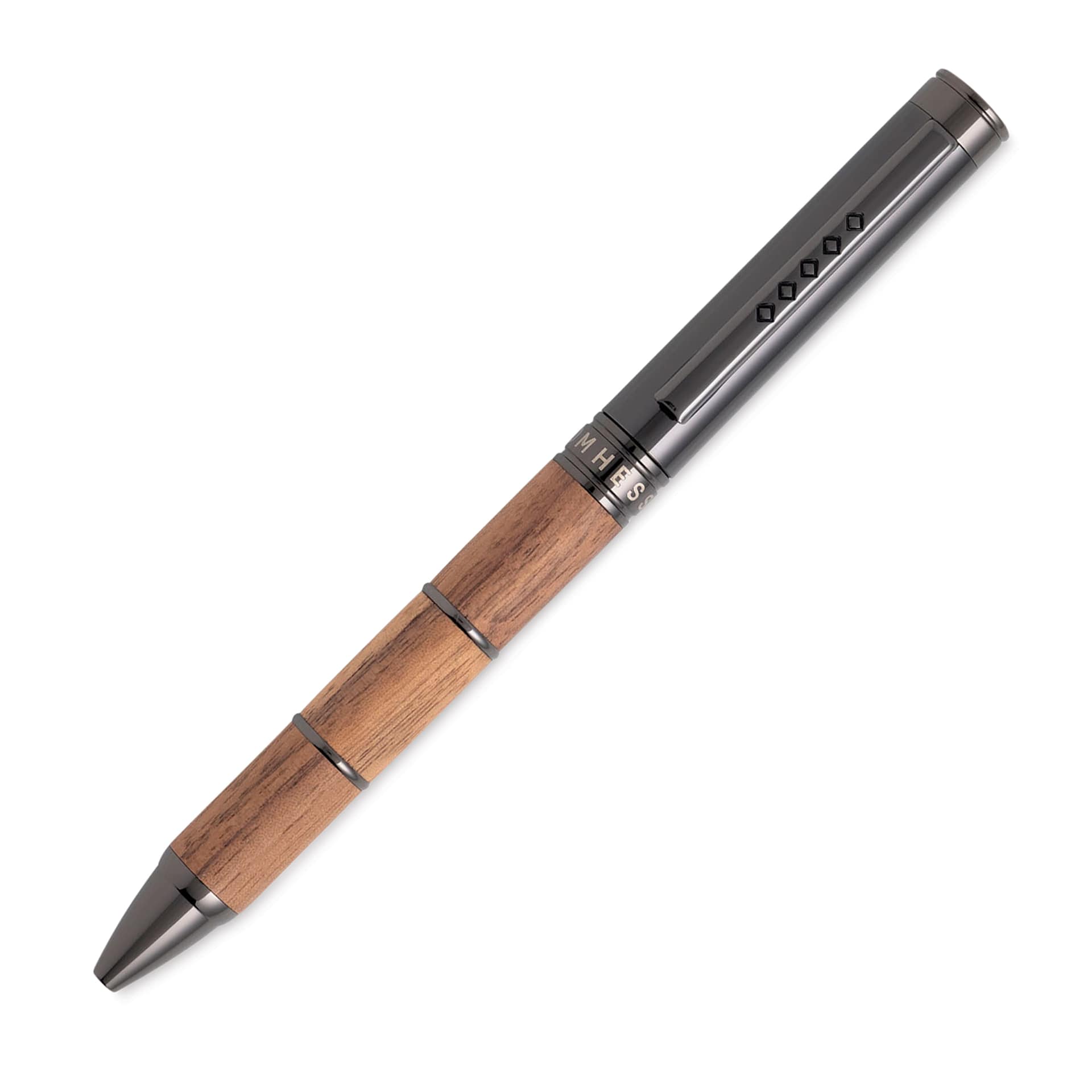 Tom Hessin Revolution Collection Ballpoint Pen - Rustic Walnut, retracted