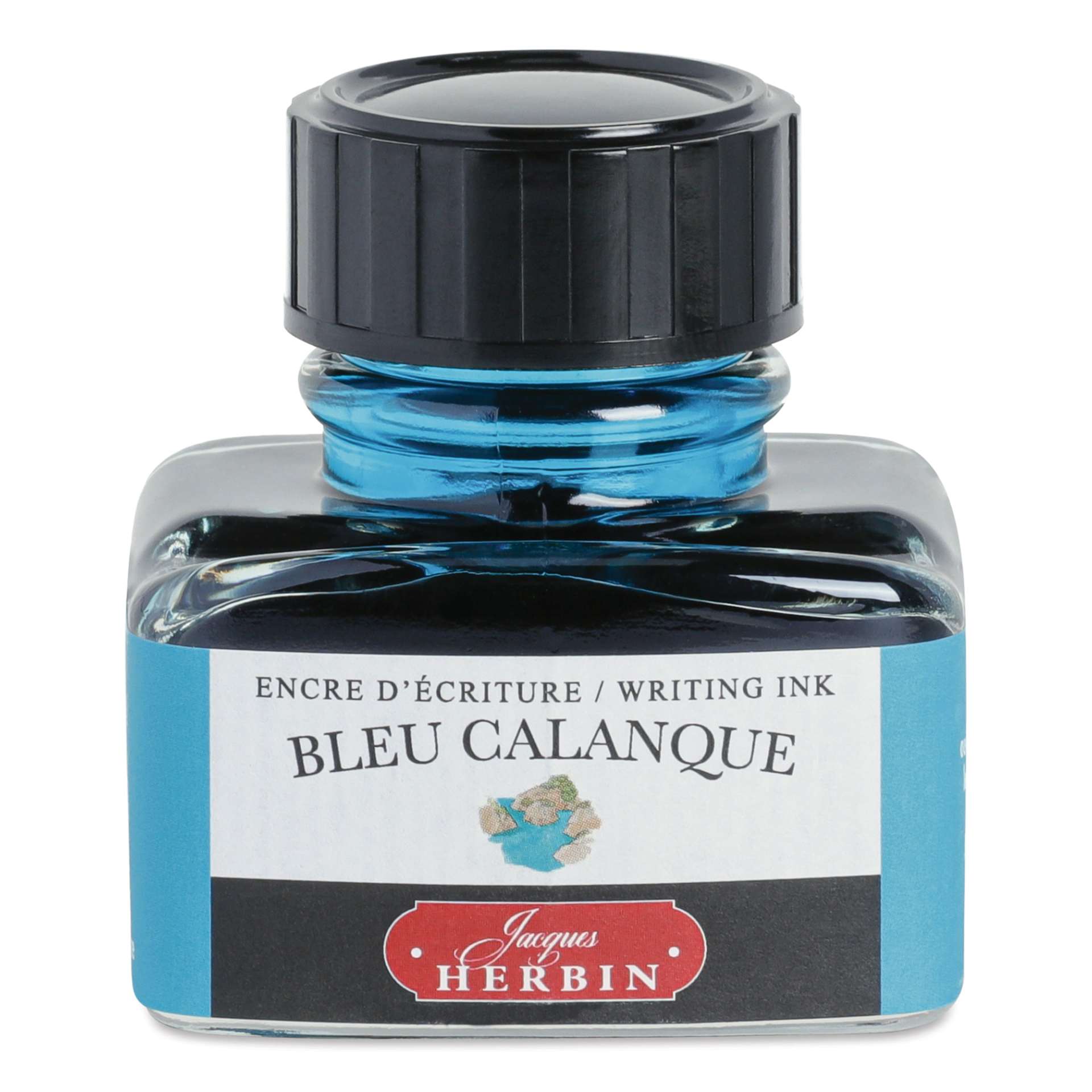 Herbin La Perle des Encres The Jewel of Inks Fountain Pen Ink - Bleu Calanque (Cove Blue), 30 ml