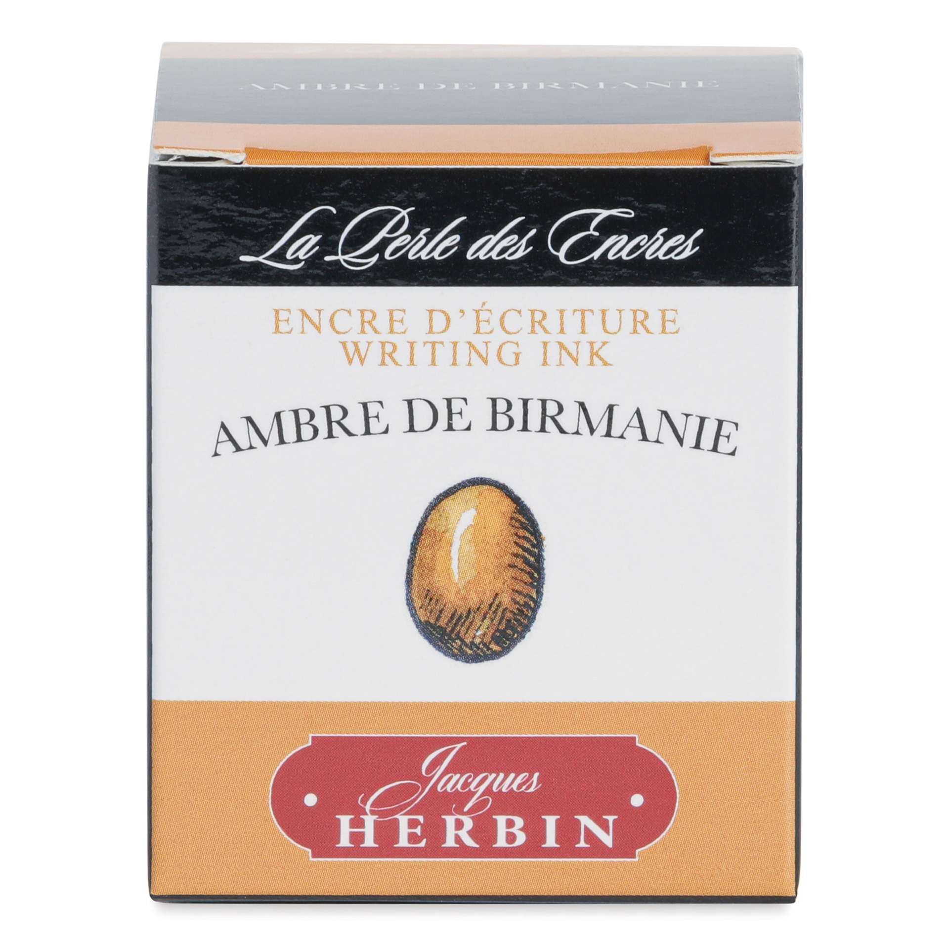 Herbin La Perle des Encres The Jewel of Inks Fountain Pen Ink - Ambre de Birmanie (Burmese Amber), 30 ml, front of packaging