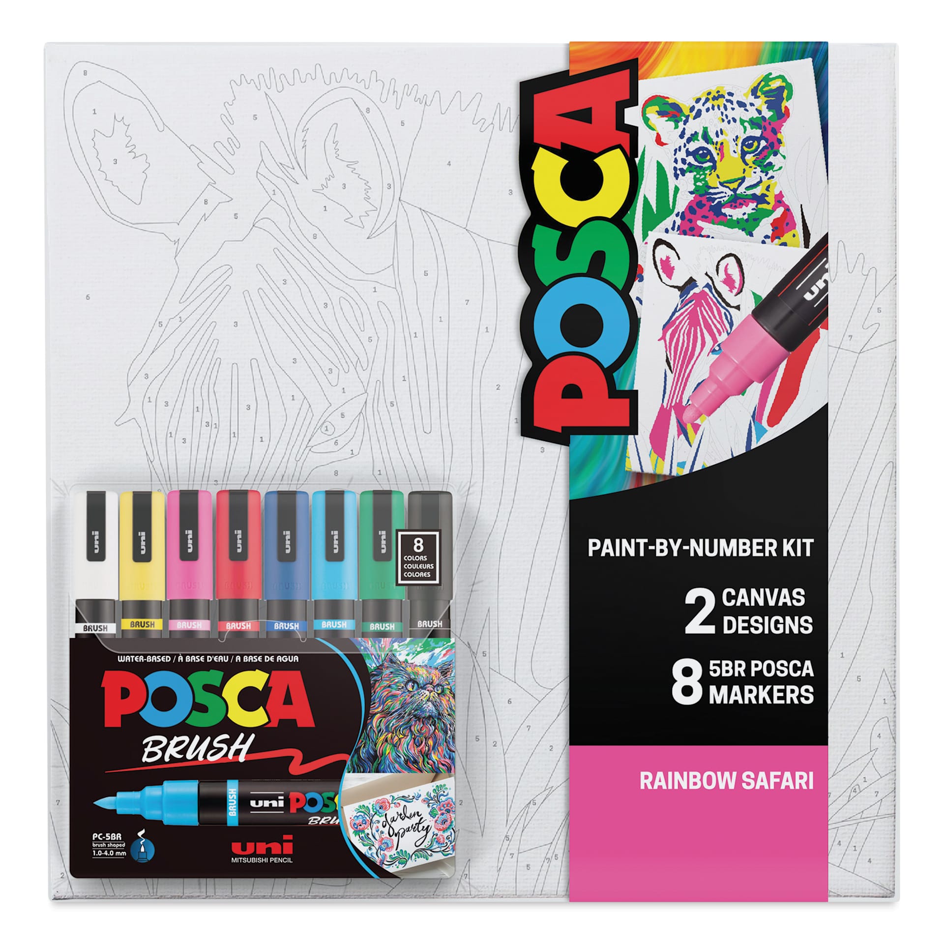 Posca Paint By Number Kit - Rainbow Safari