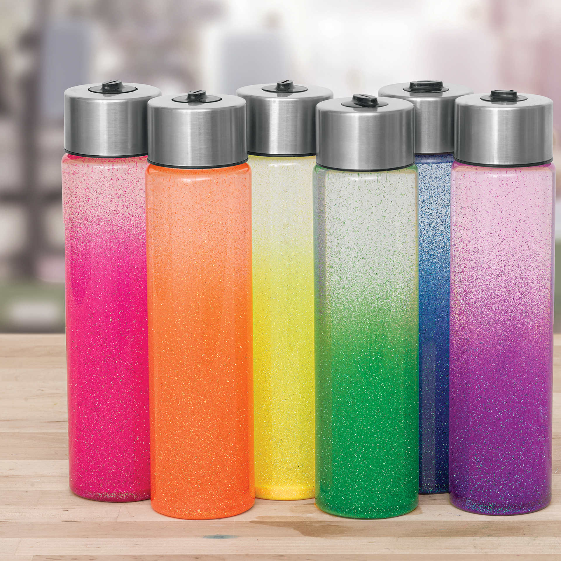 Glitter Shaker - Retro Neon, 0.5 oz, bottles covered with glitter