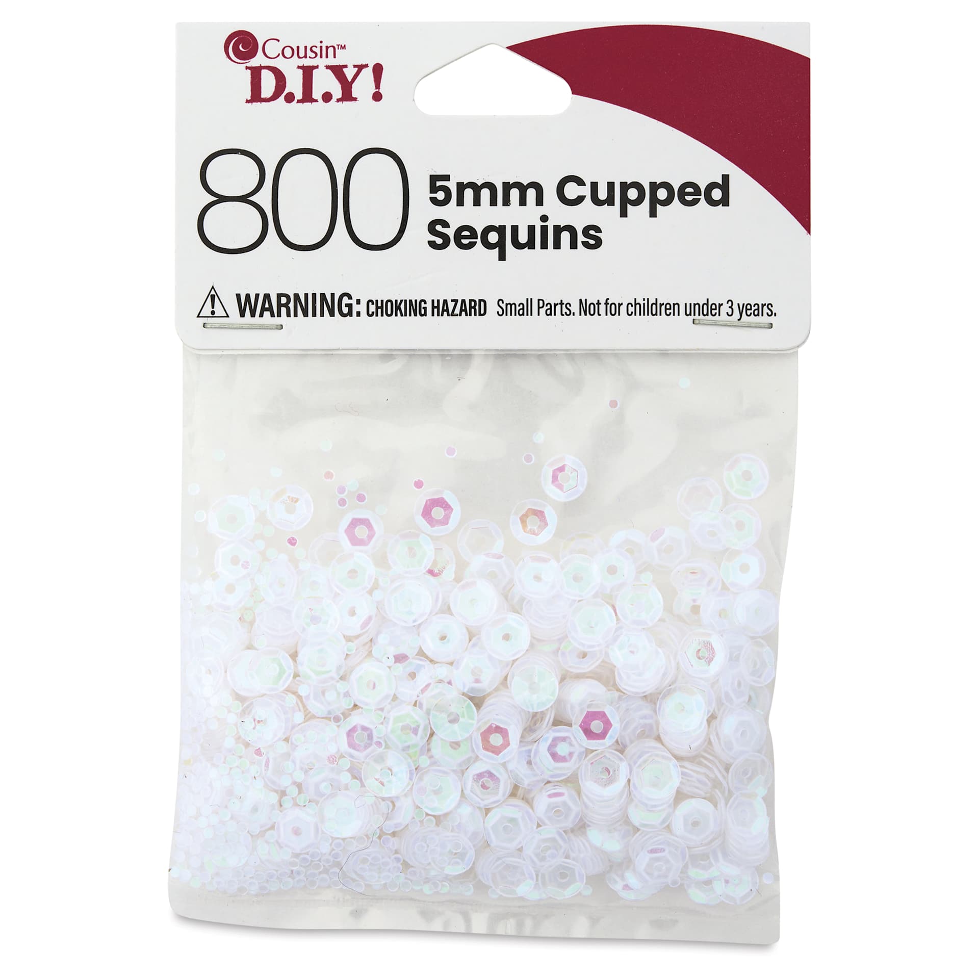 Cousin DIY Cupped Sequins - Pkg of 800, Crystal Iridescent, 5 mm - front of packaging