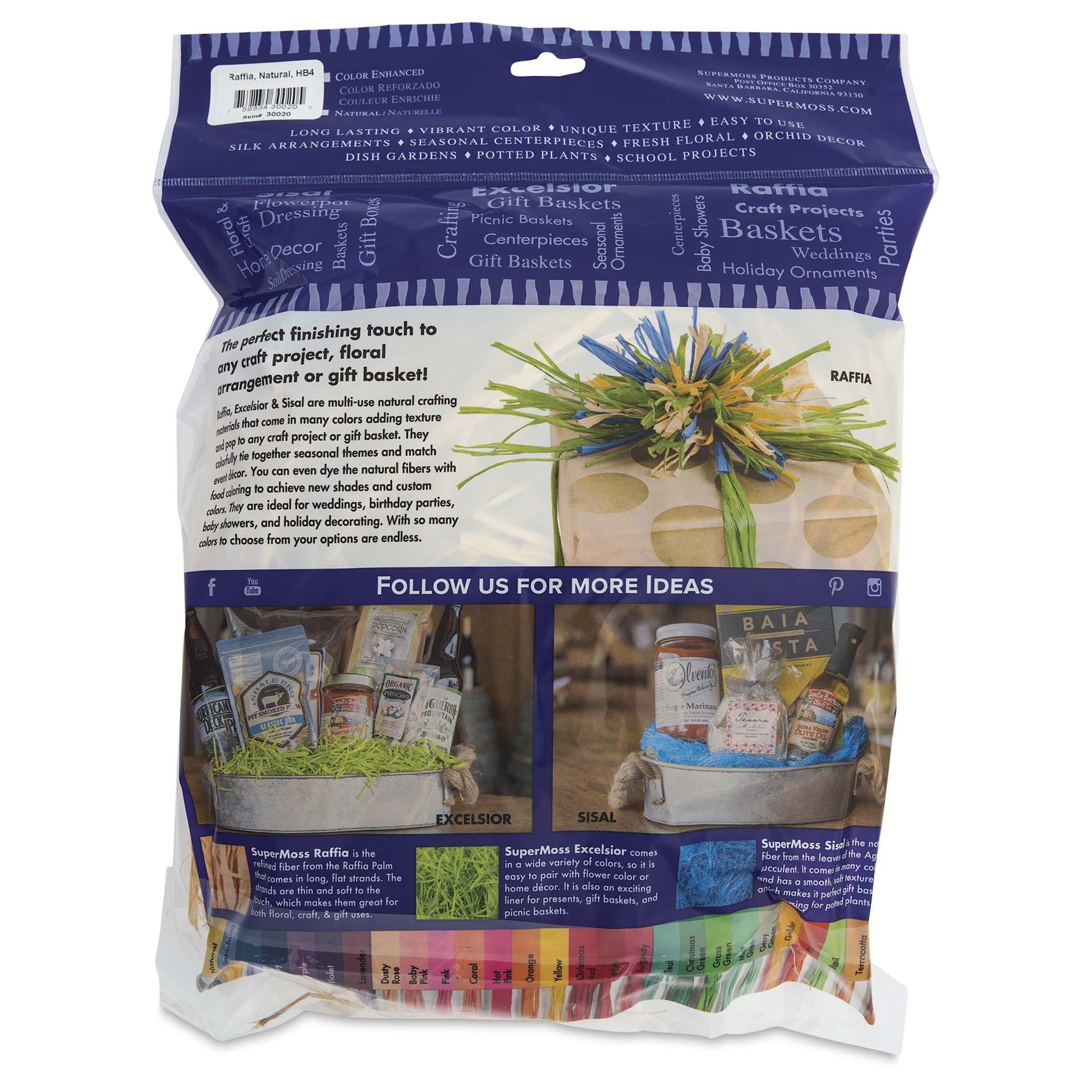 SuperMoss Raffia - Natural, 4 oz - back of packaging