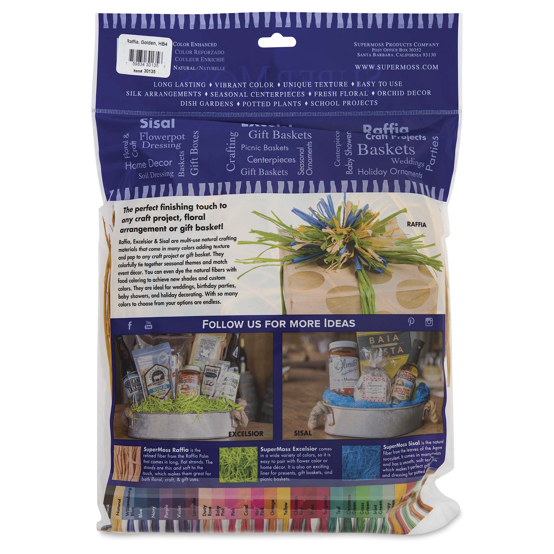 SuperMoss Raffia - Golden, 4 oz - back of packaging