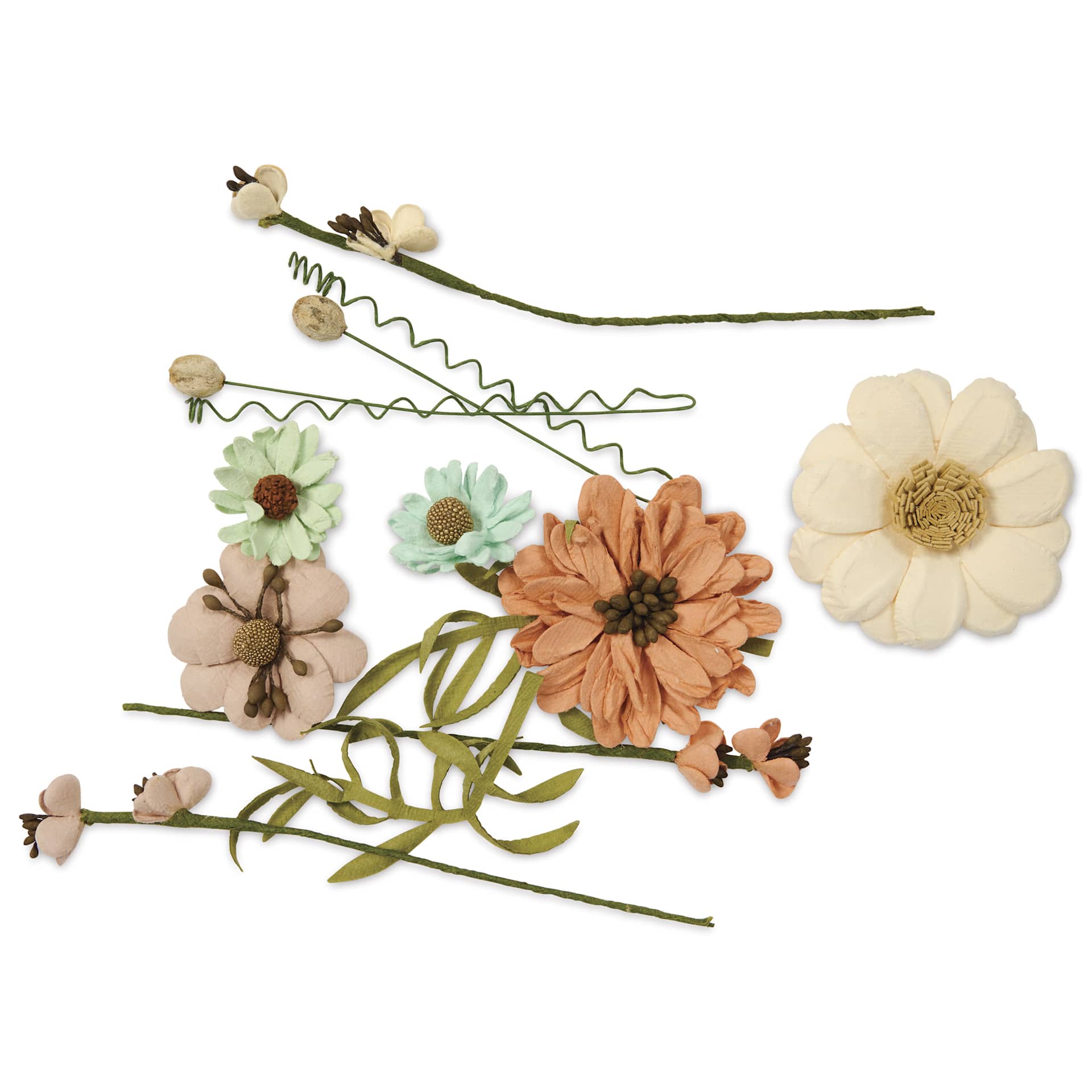 Little Birdie Heleen Paper Flowers - Woodland Stories, Pkg of 12 - out of packaging