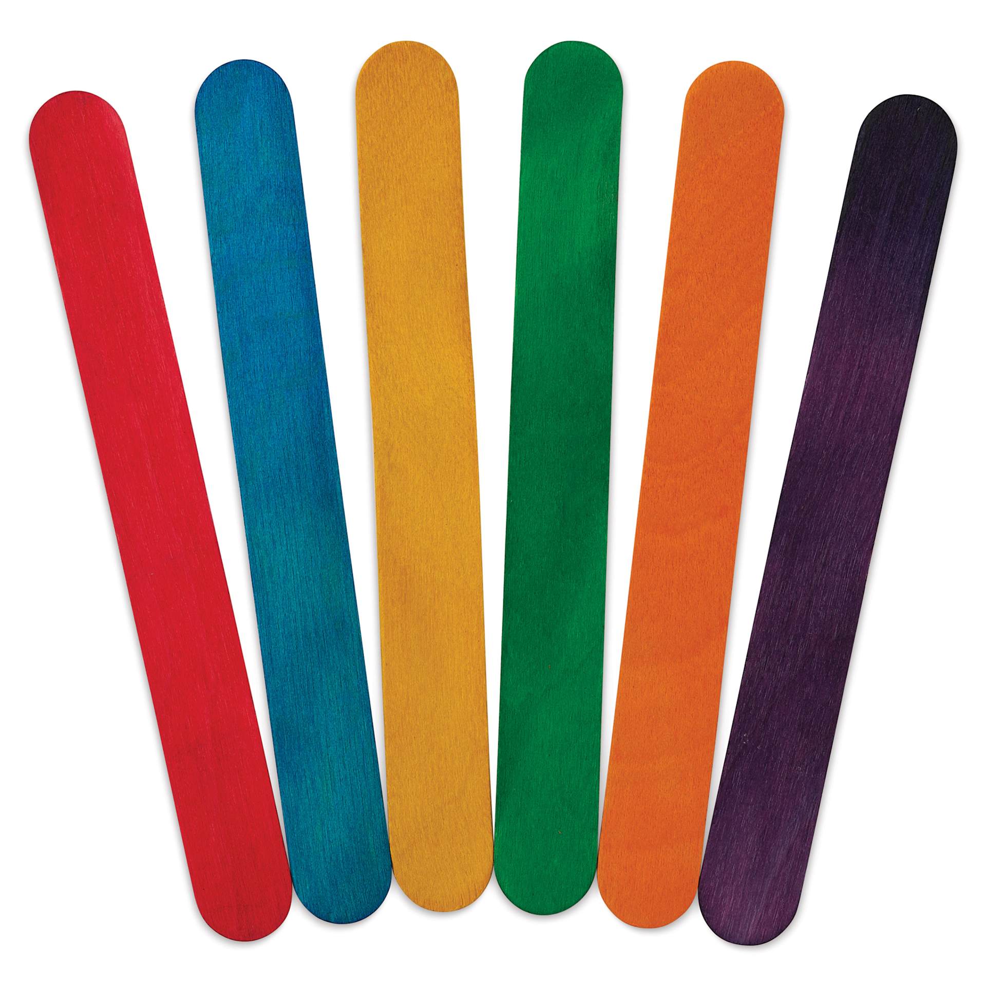 Creative Arts by Charles Leonard Craft Sticks - Pkg of 75, Jumbo, Colored, 6" x 3/4" showing included colors