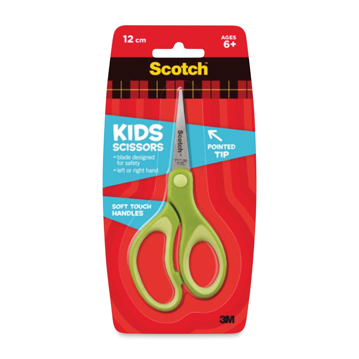 Scotch Soft Touch Pointed Kids Scissors, 5", Stainless Steel, Green (colors may vary)