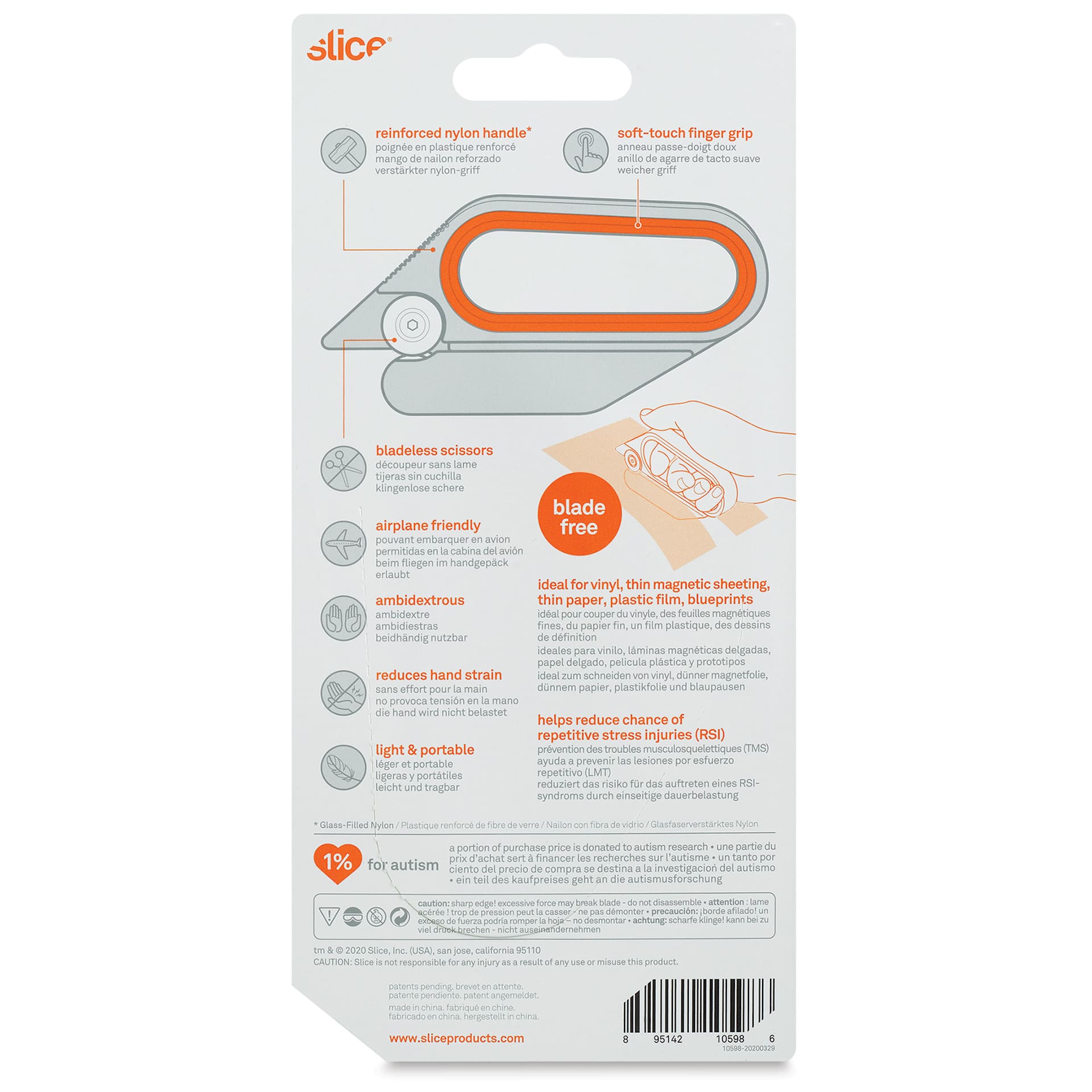 Slice Rotary Scissors - 5-1/2" (Back of packaging)