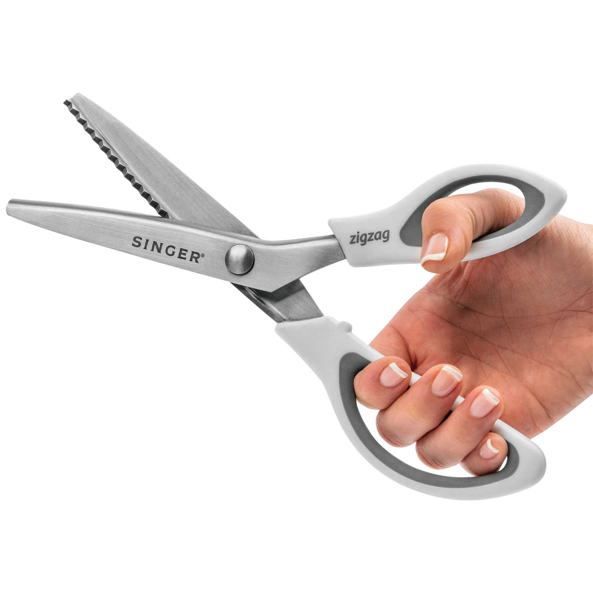 Singer Pinking Shears - White, 9" Length, in right hand