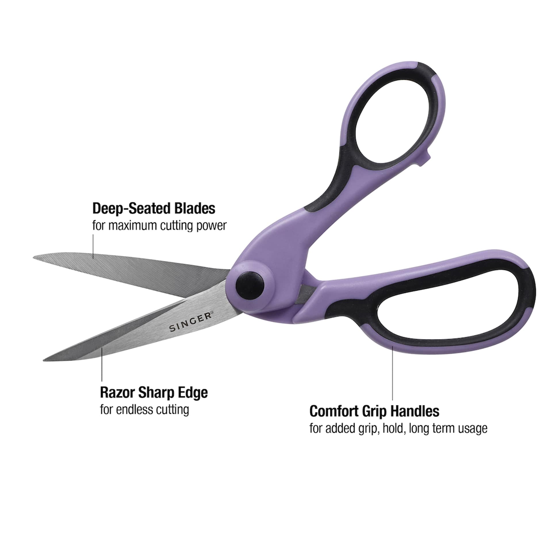 Deep-Seated Blades for maximum cutting power, Razor Sharp Edge for endless cutting, Comfort Grip Handles for added grip, hold, long term usage