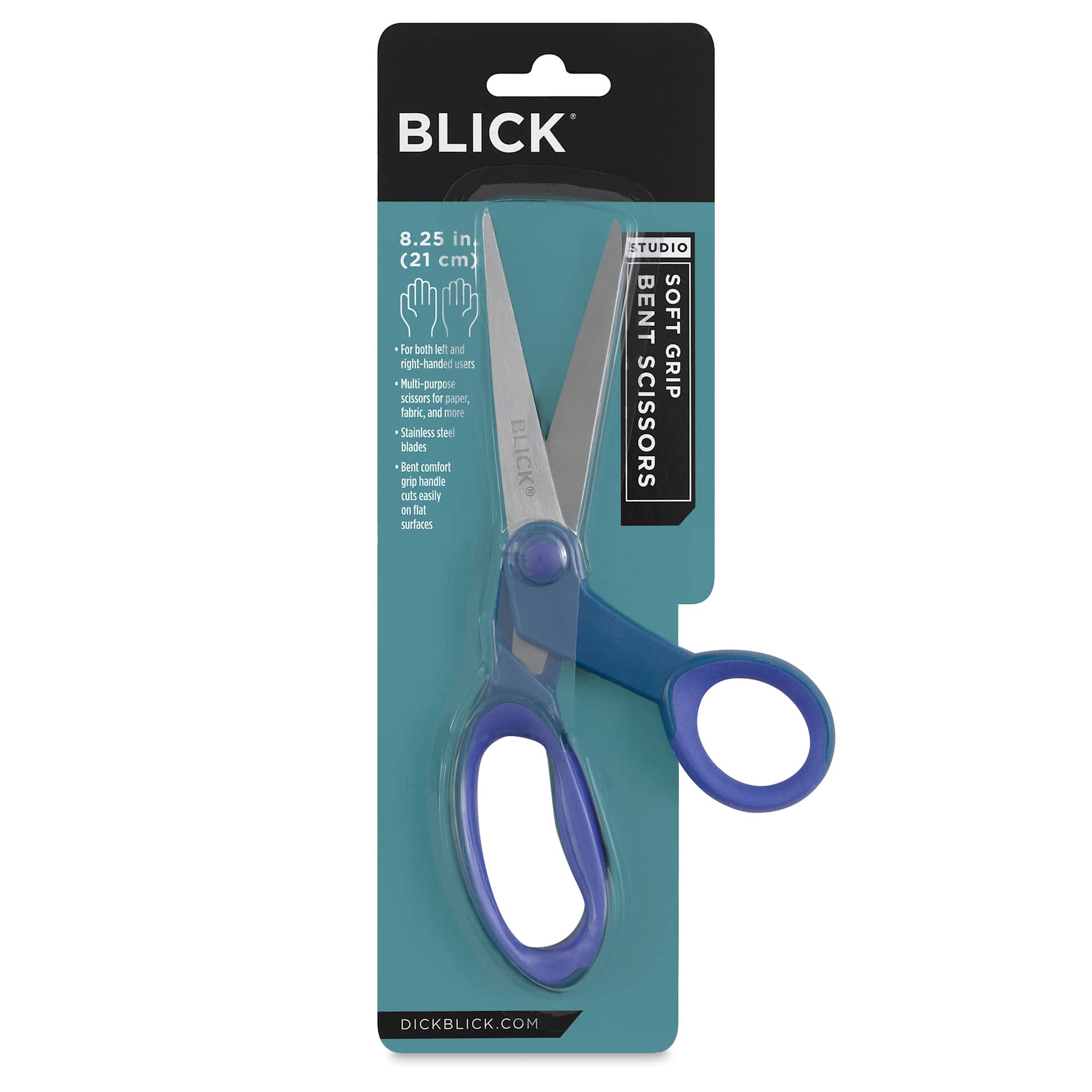 Blick Studio Soft Grip Bent Scissors - 8-1/4" - front of packaging