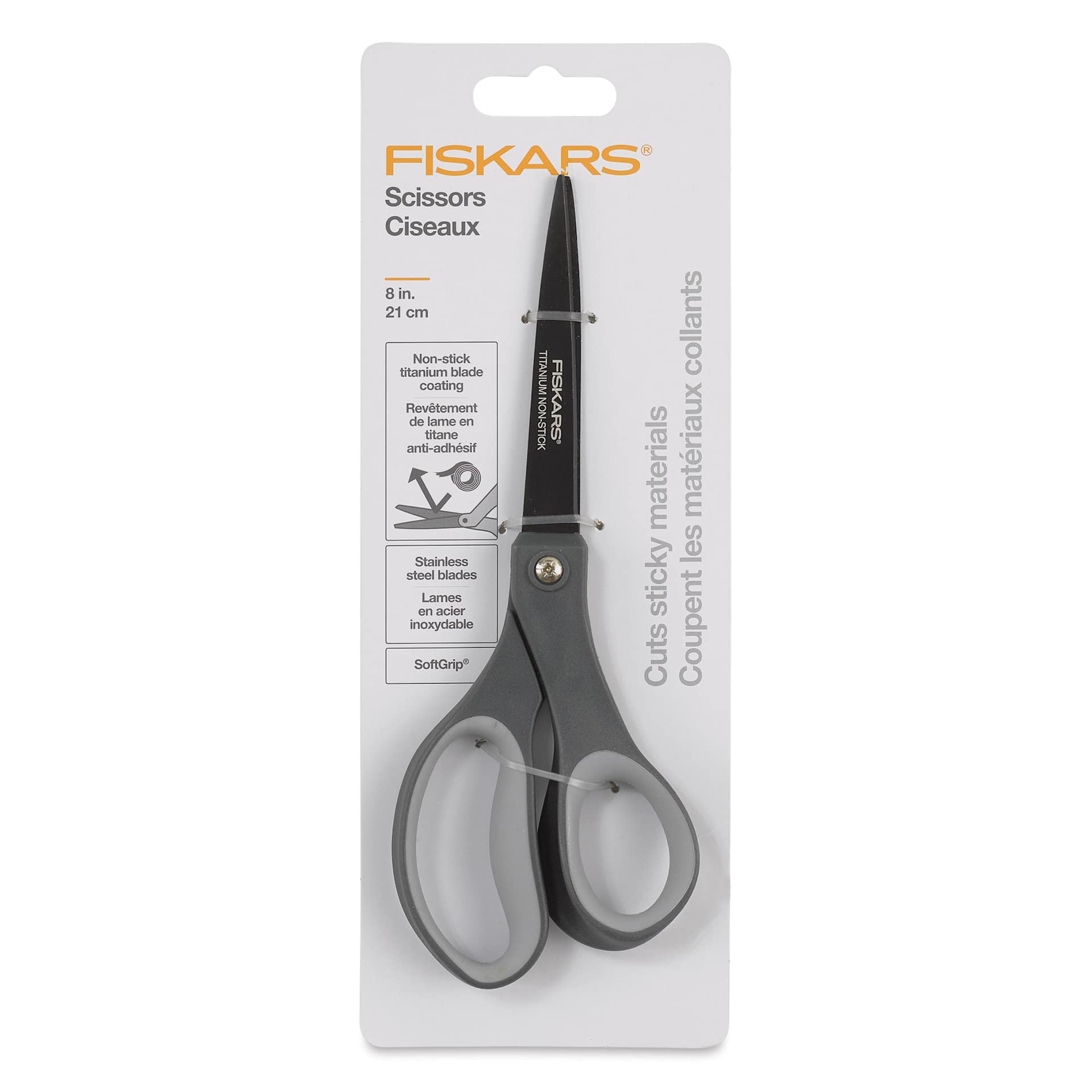 Fiskars Everyday SoftGrip Non-Stick Titanium Scissors - front of packaging