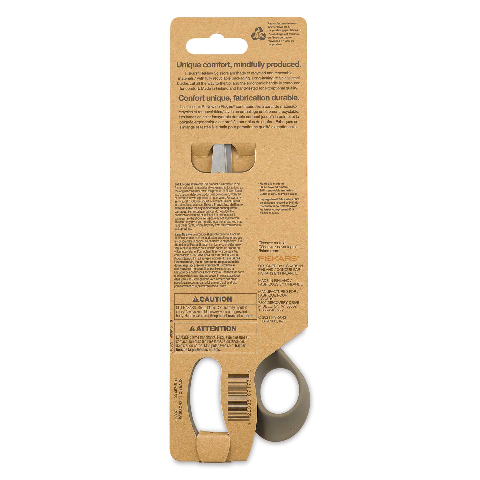 Fiskars ReNew Scissors back of packaging