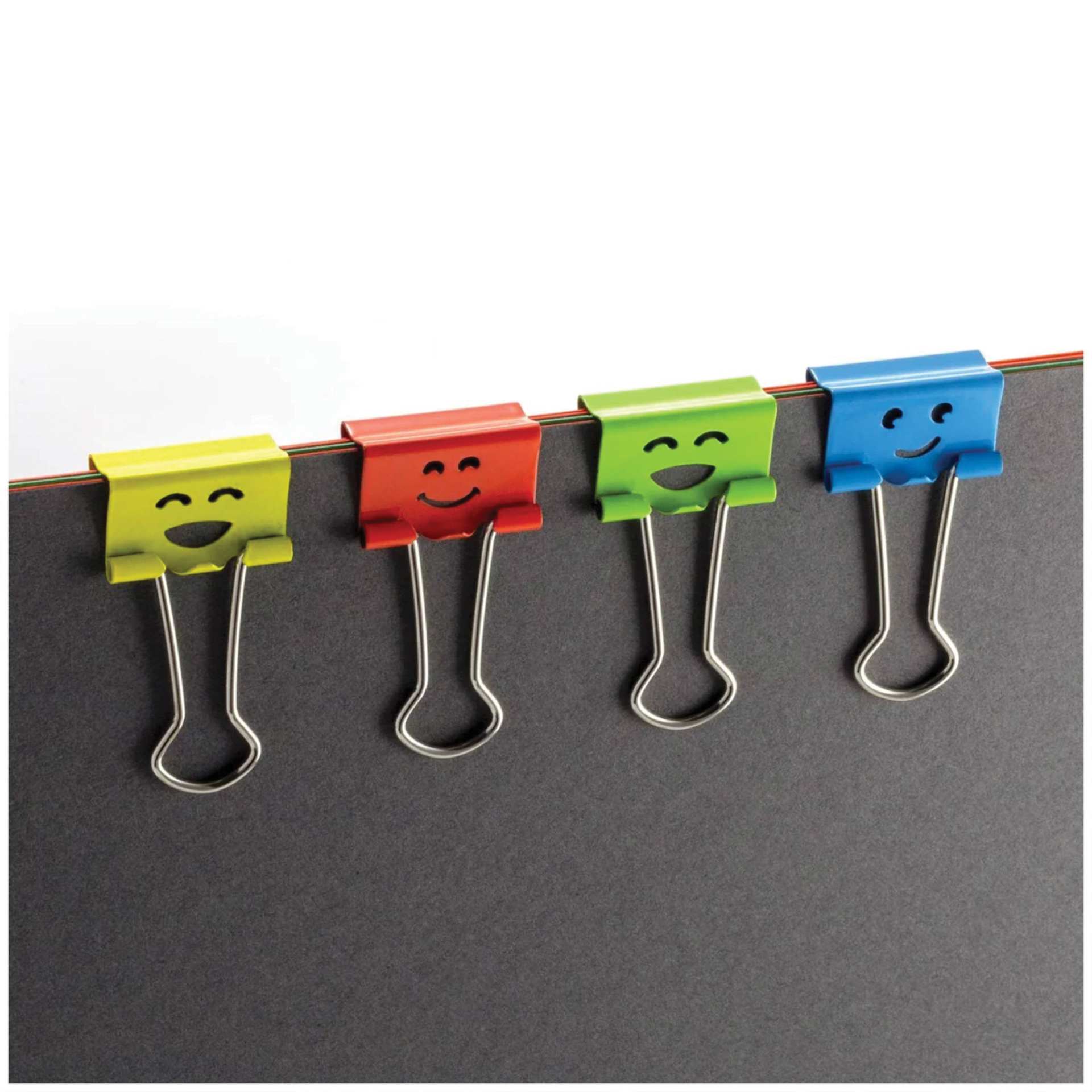 Officemate Smiling Face Binder Clips - Pkg of 42, 3/4"