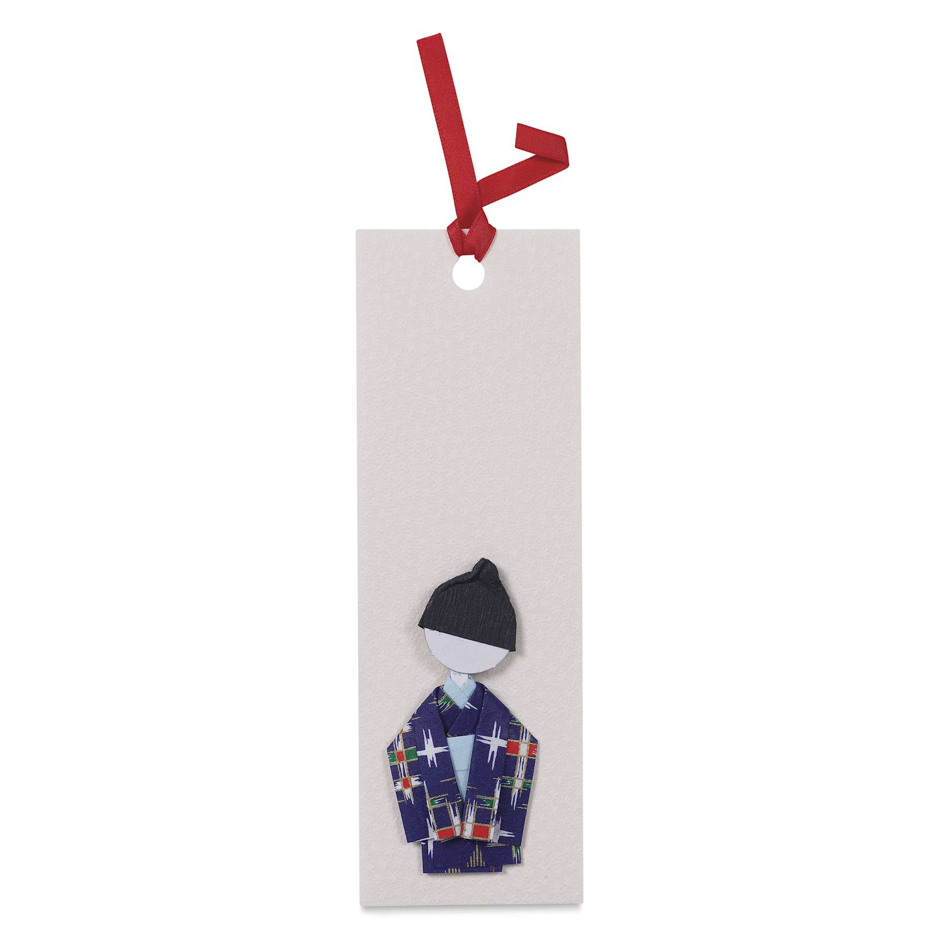 Aitoh Japanese Kimono Paper Doll Bookmark Origami Kit, white origami kimono bookmark