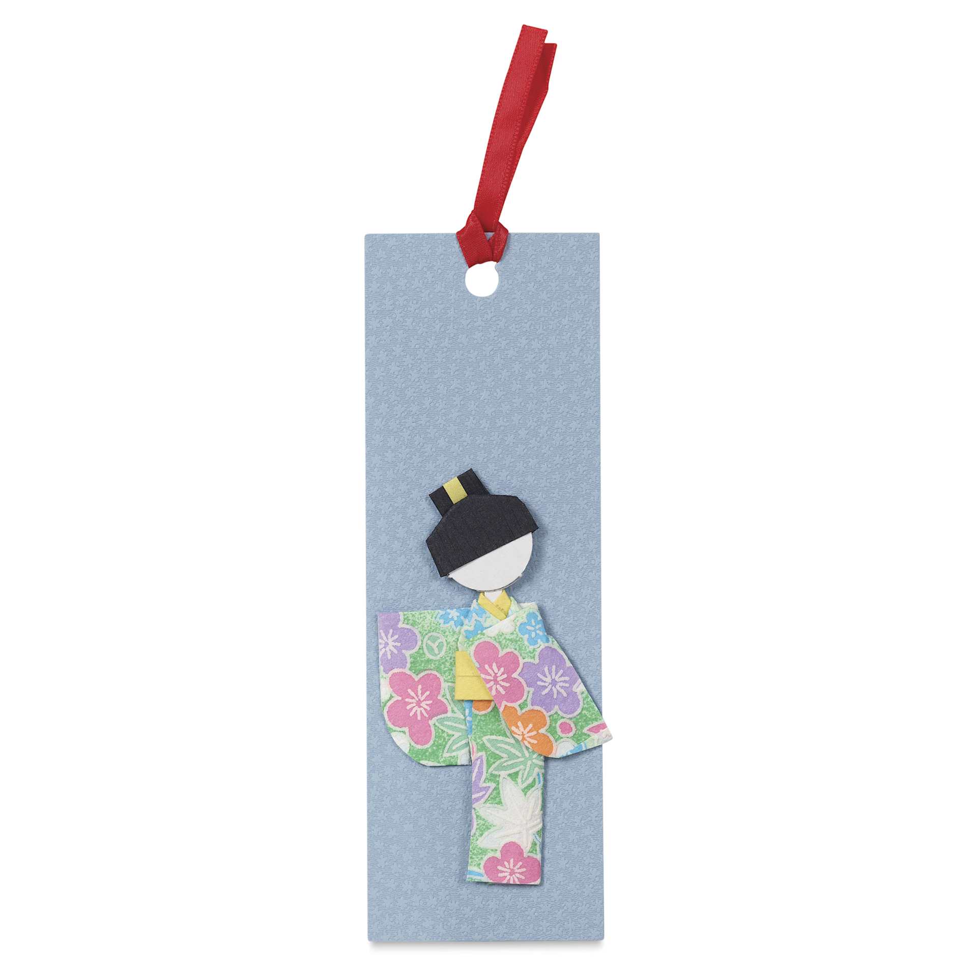 Aitoh Japanese Kimono Paper Doll Bookmark Origami Kit, blue origami kimono bookmark