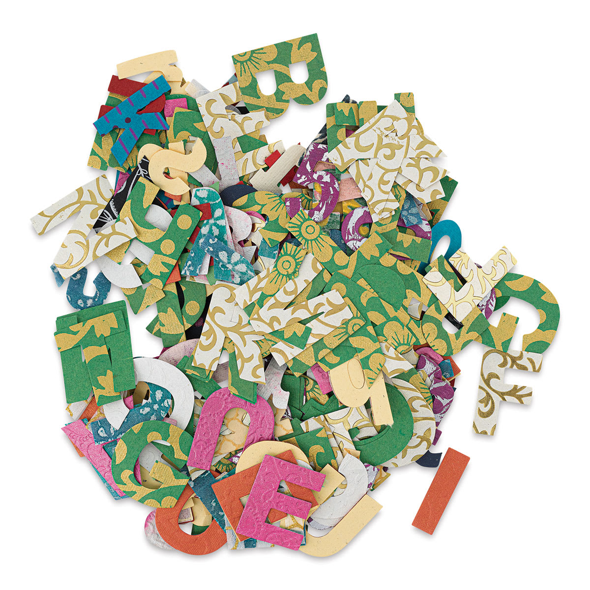Black Ink Decorative Paper Alphabets and Numbers Pack - 50 grams (Out of packaging)