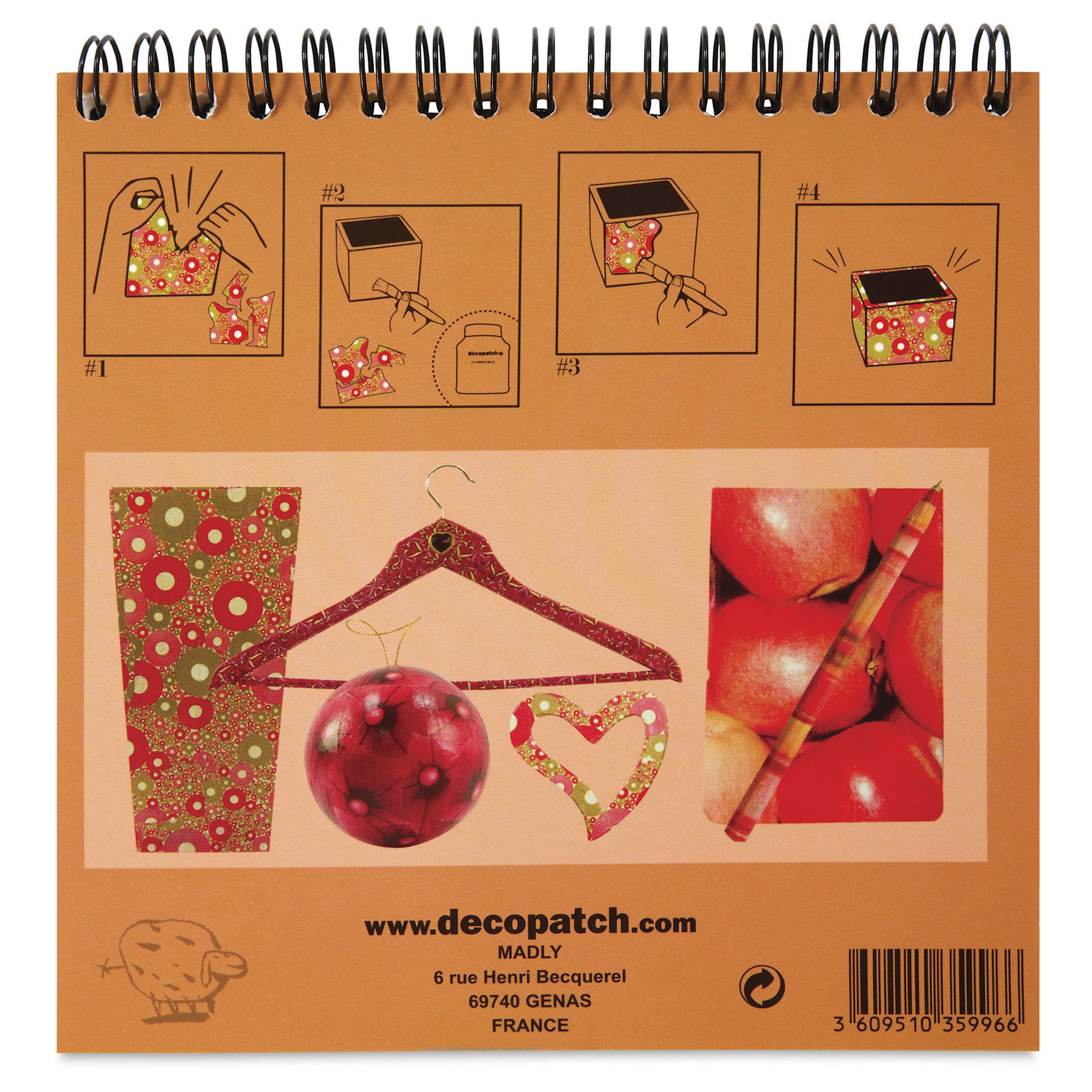 DecoPatch Paper DecoPad - Red, 6" x 6" - back of packaging