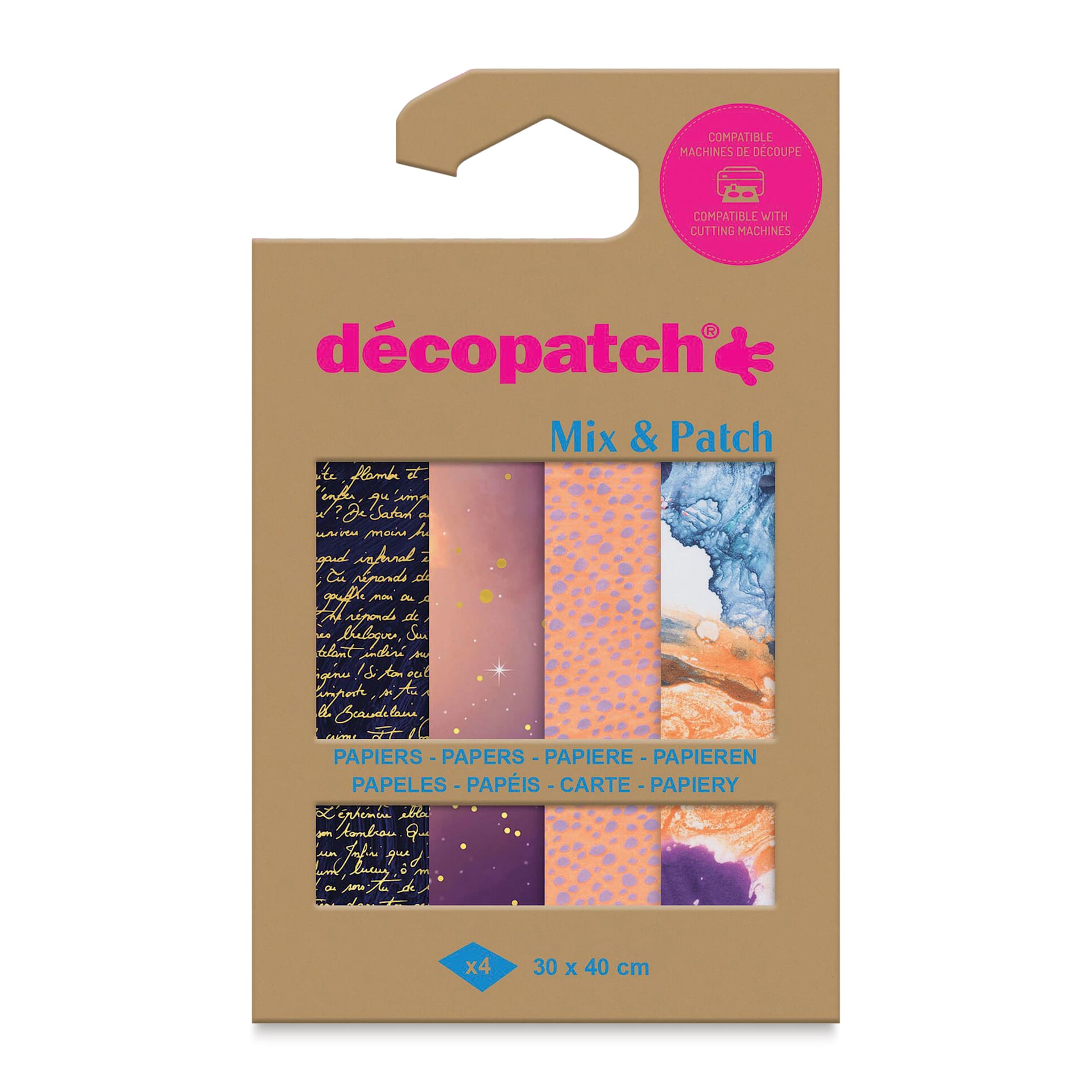 Decopatch Mix & Patch Paper Assortment - Set of 4, Magical, 30 cm x 40 cm front of packaging