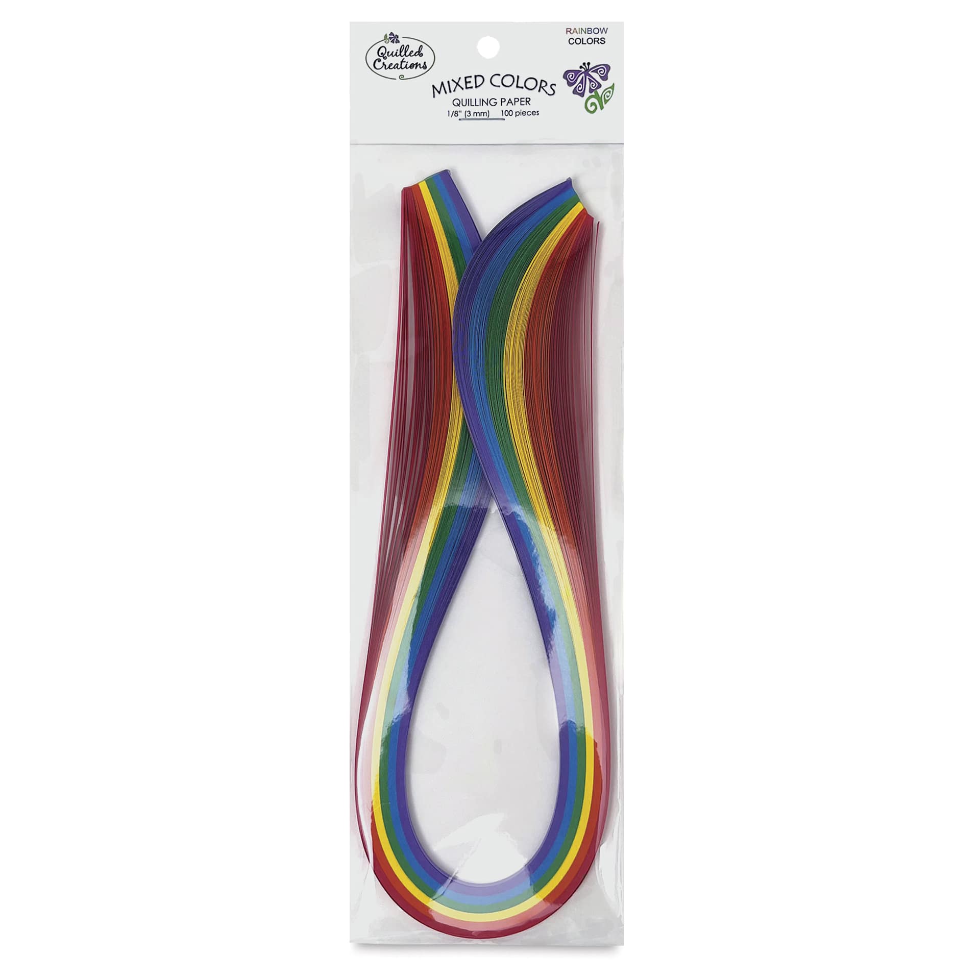 Quilled Creations Mixed Quilling Papers - Rainbow Colors, Pkg of 100 - front of packaging