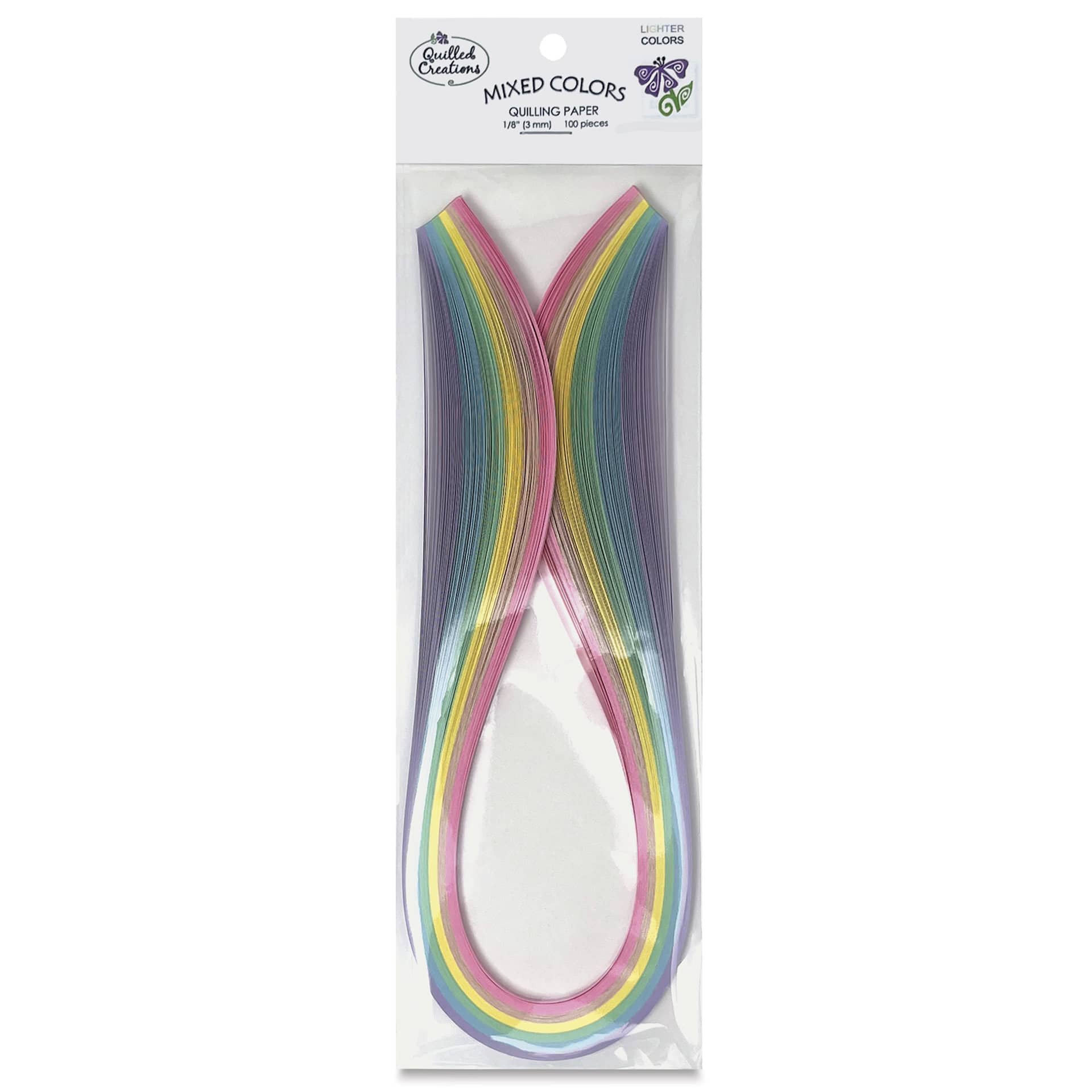 Quilled Creations Mixed Quilling Papers - Lighter Shades, Pkg of 100 - front of packaging