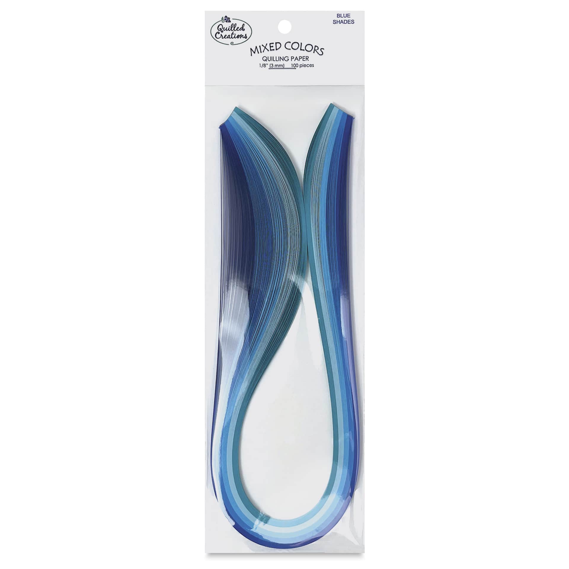Quilled Creations Mixed Quilling Papers - Blue Shades, Pkg of 100 - front of packaging