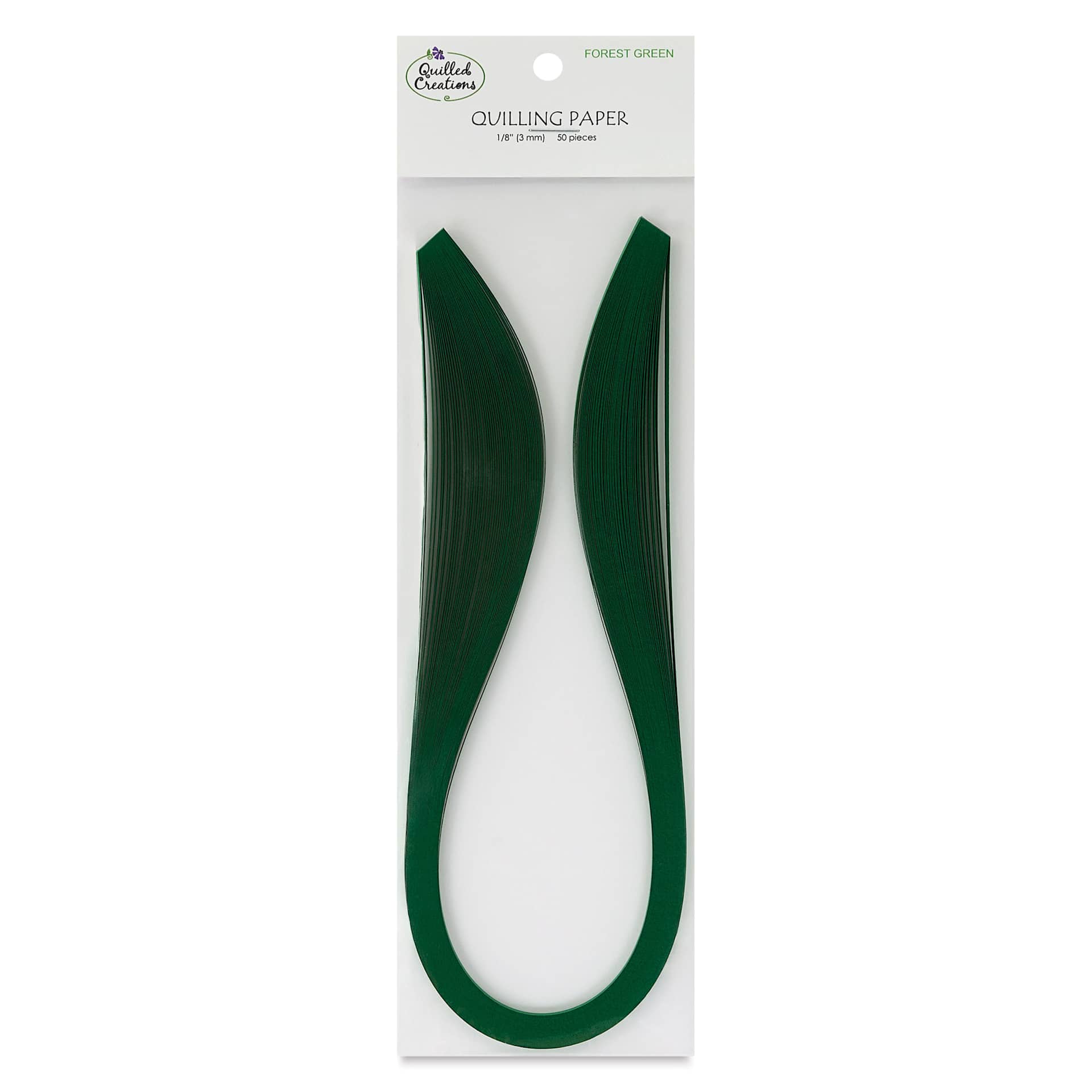 Quilled Creations Premium Quilling Paper - Pkg of 50, Forest Green, 1/8" front of packaging