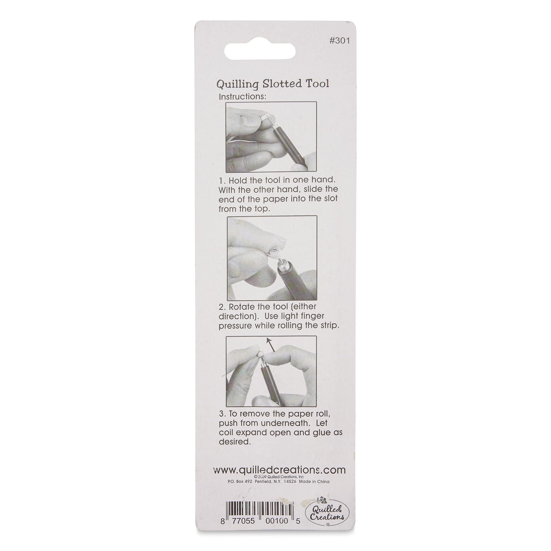 Quilled Creations Slotted Quilling Tool - back of packaging