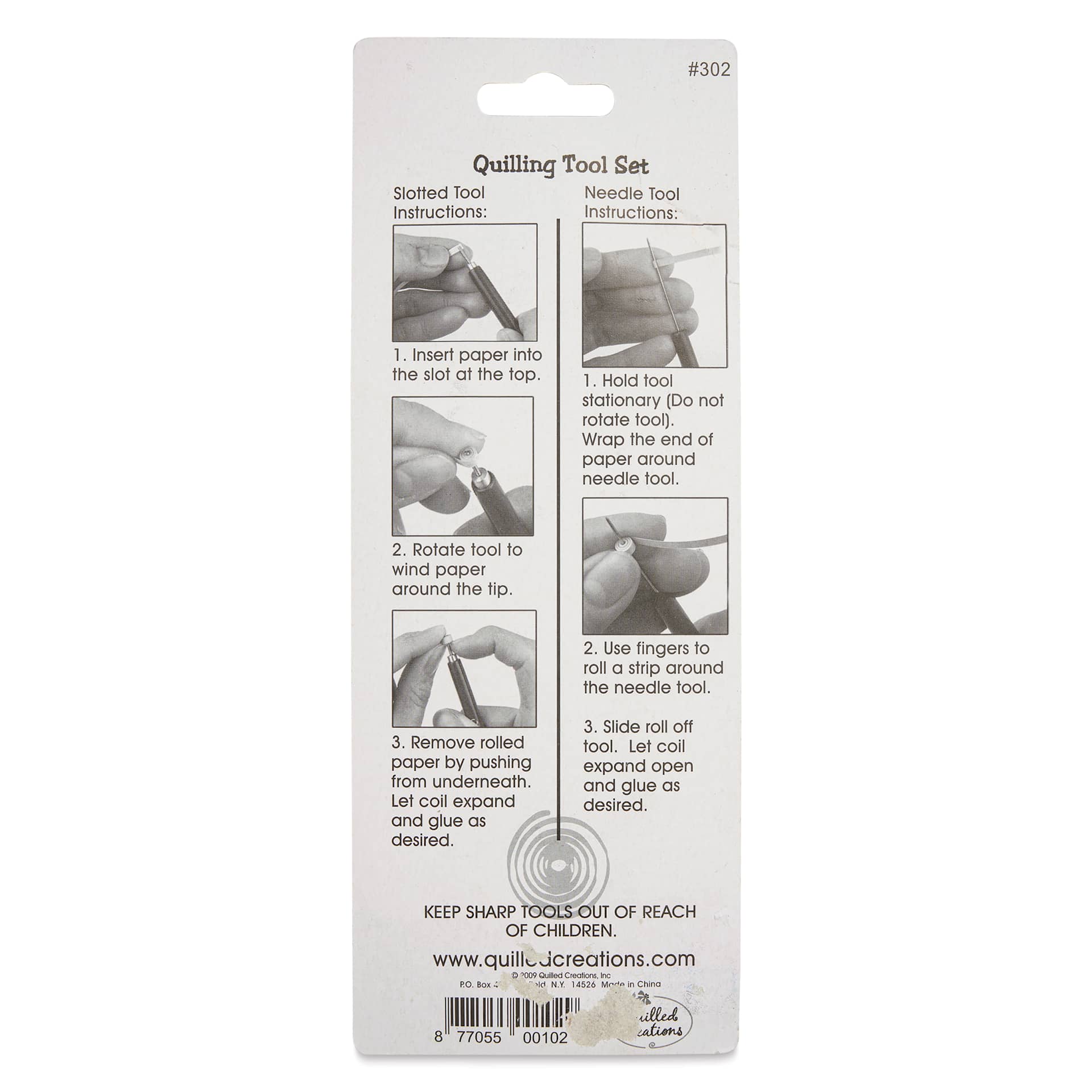 Quilled Creations Quilling Tool Set - back of packaging