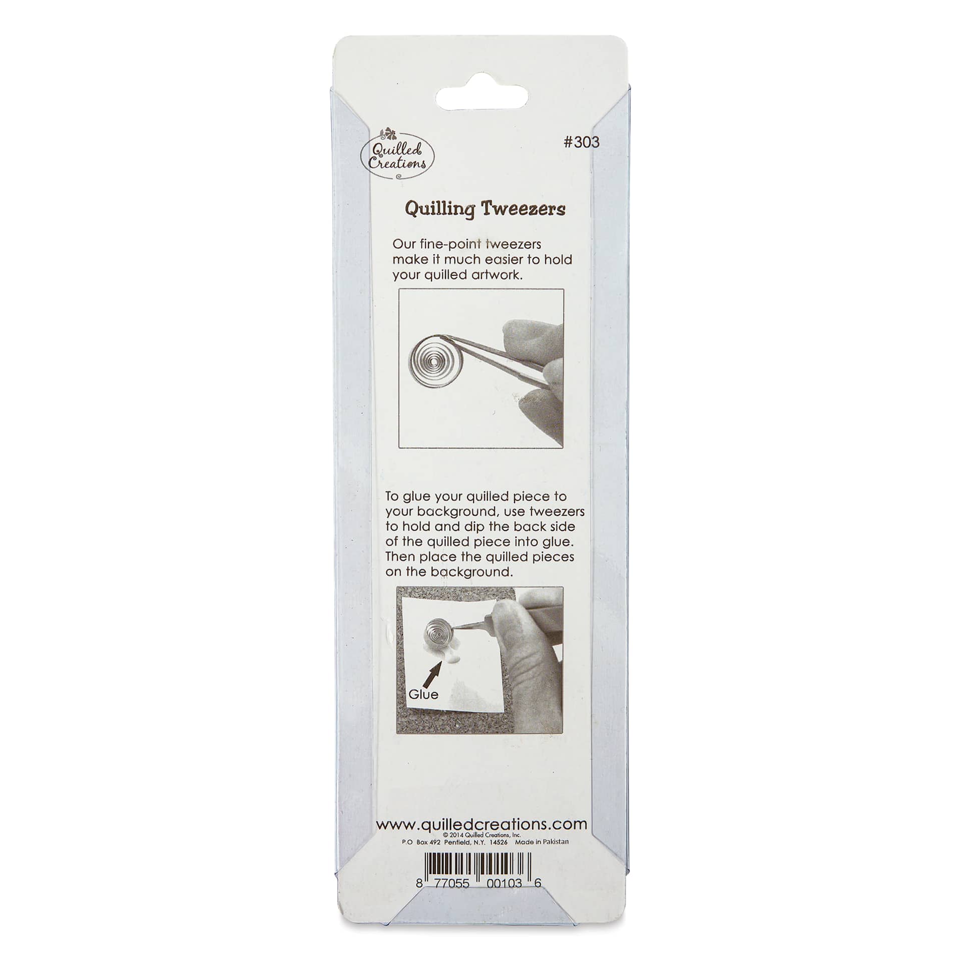 Quilled Creations Quilling Tweezers - back of packaging
