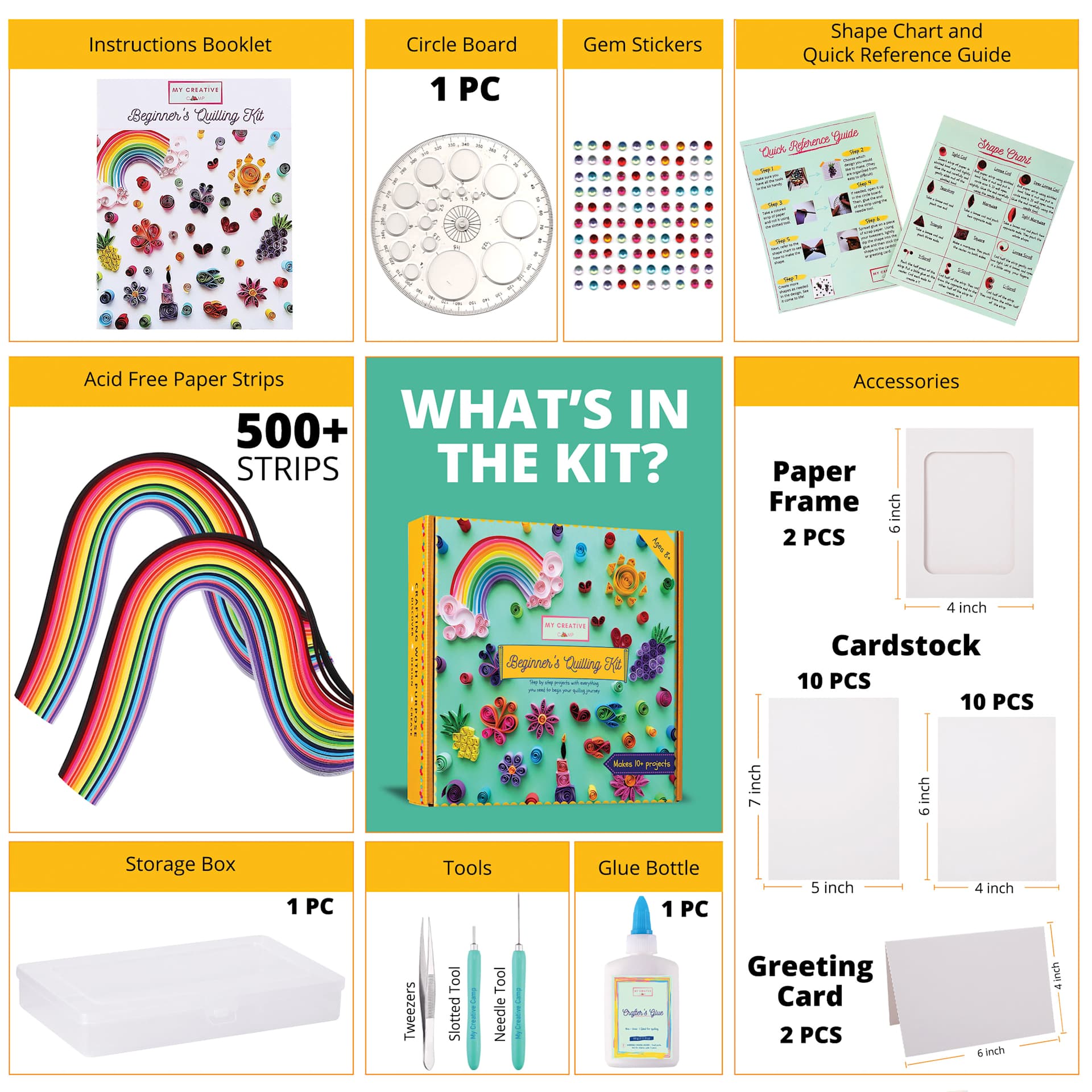 My Creative Camp Beginner's Quilling Kit contents