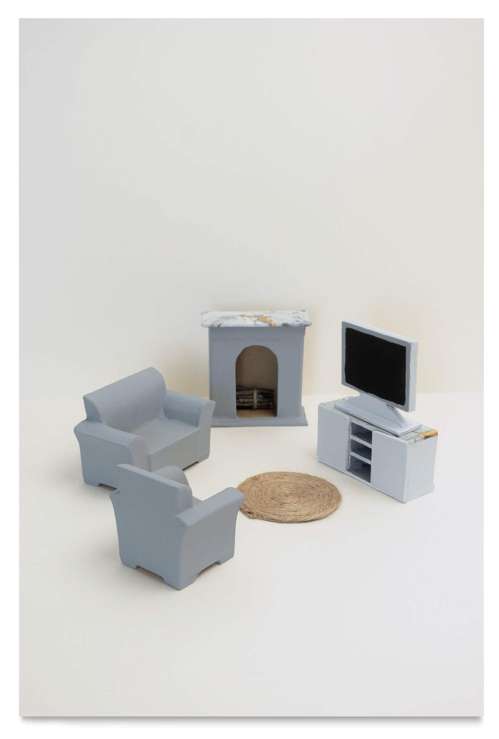 Decopatch Paper Mache Doll House Furniture Accessory Kit - Living Room completed projects