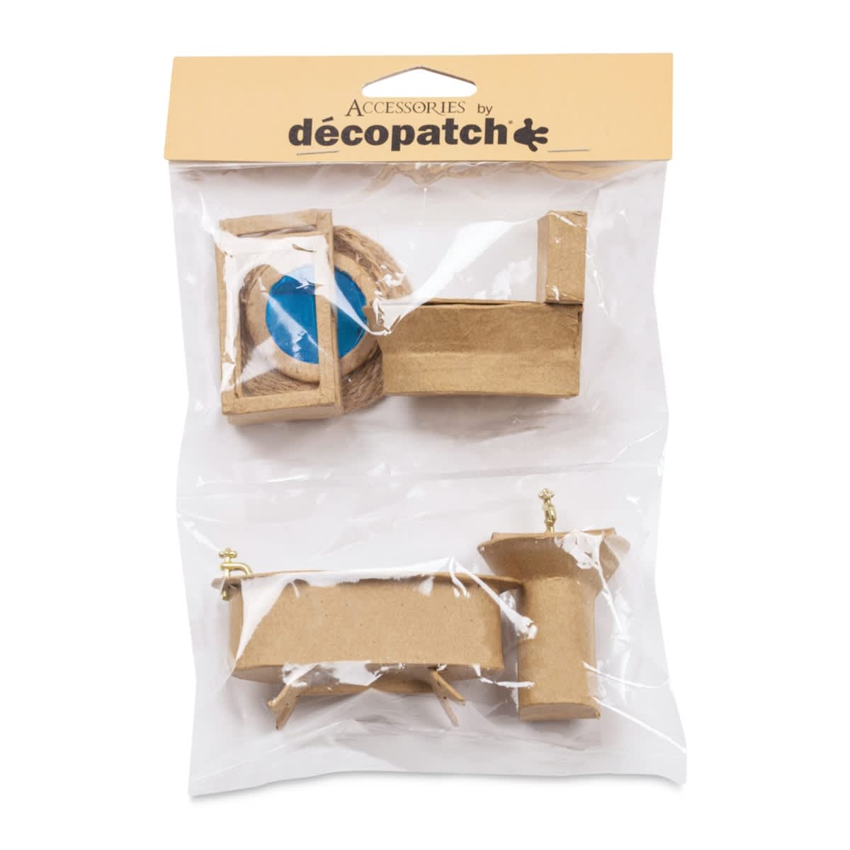 Decopatch Paper Mache Doll House Furniture Accessory Kit - Bathroom front of packaging