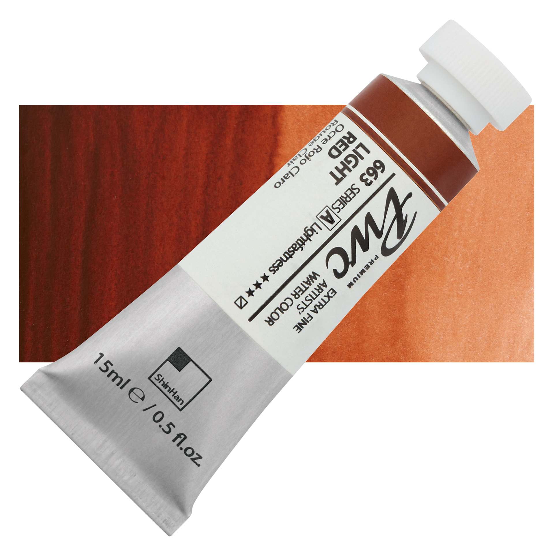 PWC Extra Fine Professional Watercolor - Light Red, 15 ml, Tube and swatch