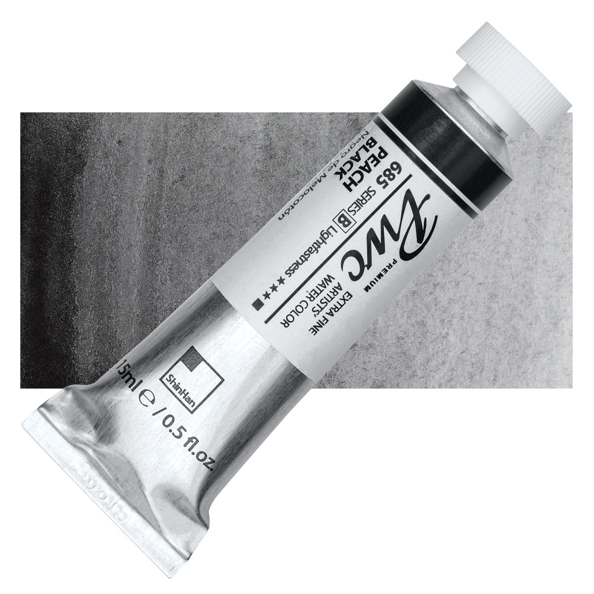 PWC Extra Fine Professional Watercolor - Peach Black, 15 ml, Tube and swatch